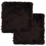 VIDAXL Coussins de chaise lot de 2 Marron Peau de mouton veritable