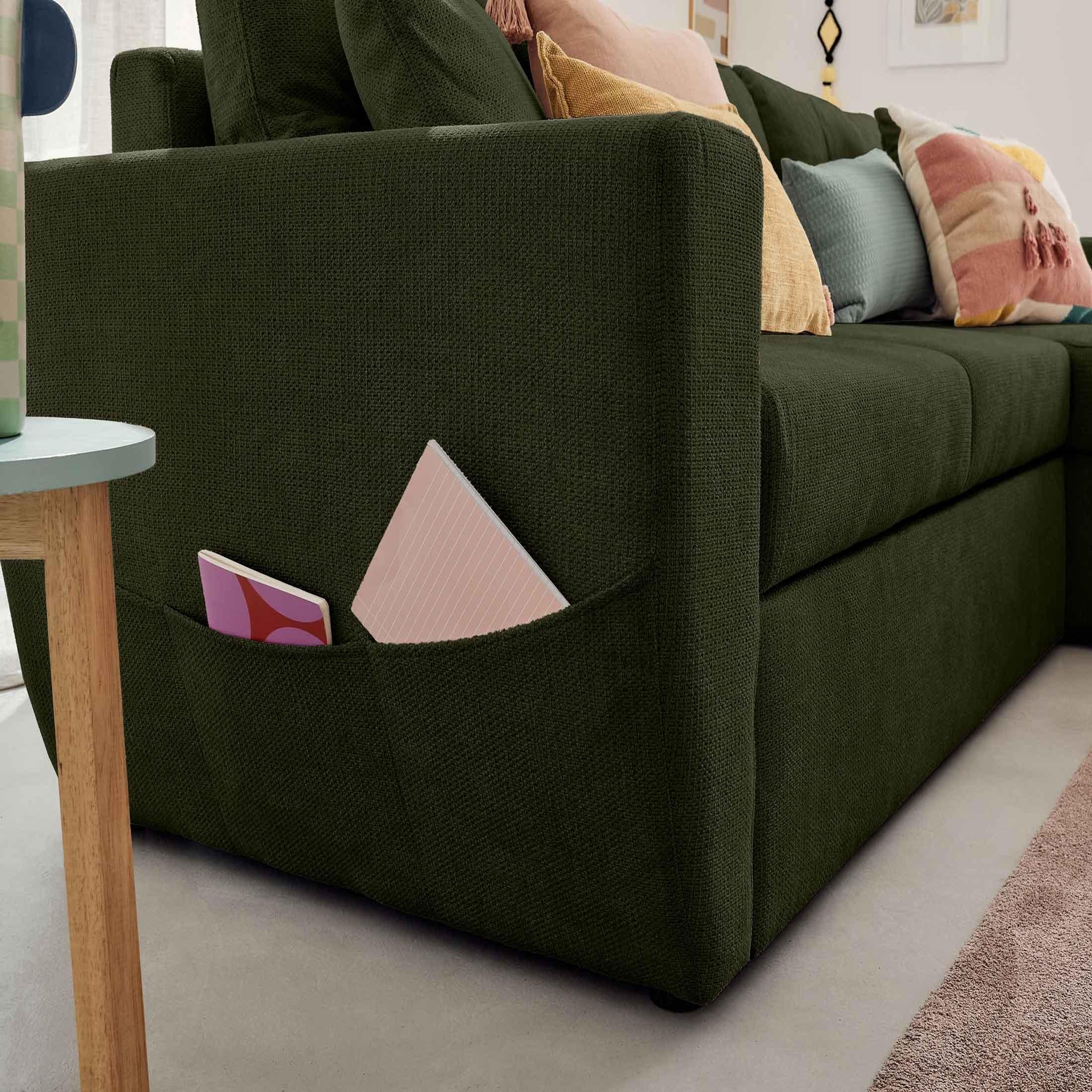Voir la diapositive 4 : BEST MOBILIER Astoria - canapé d'angle réversible 4 places - convertible avec coffre - en tissu texturé