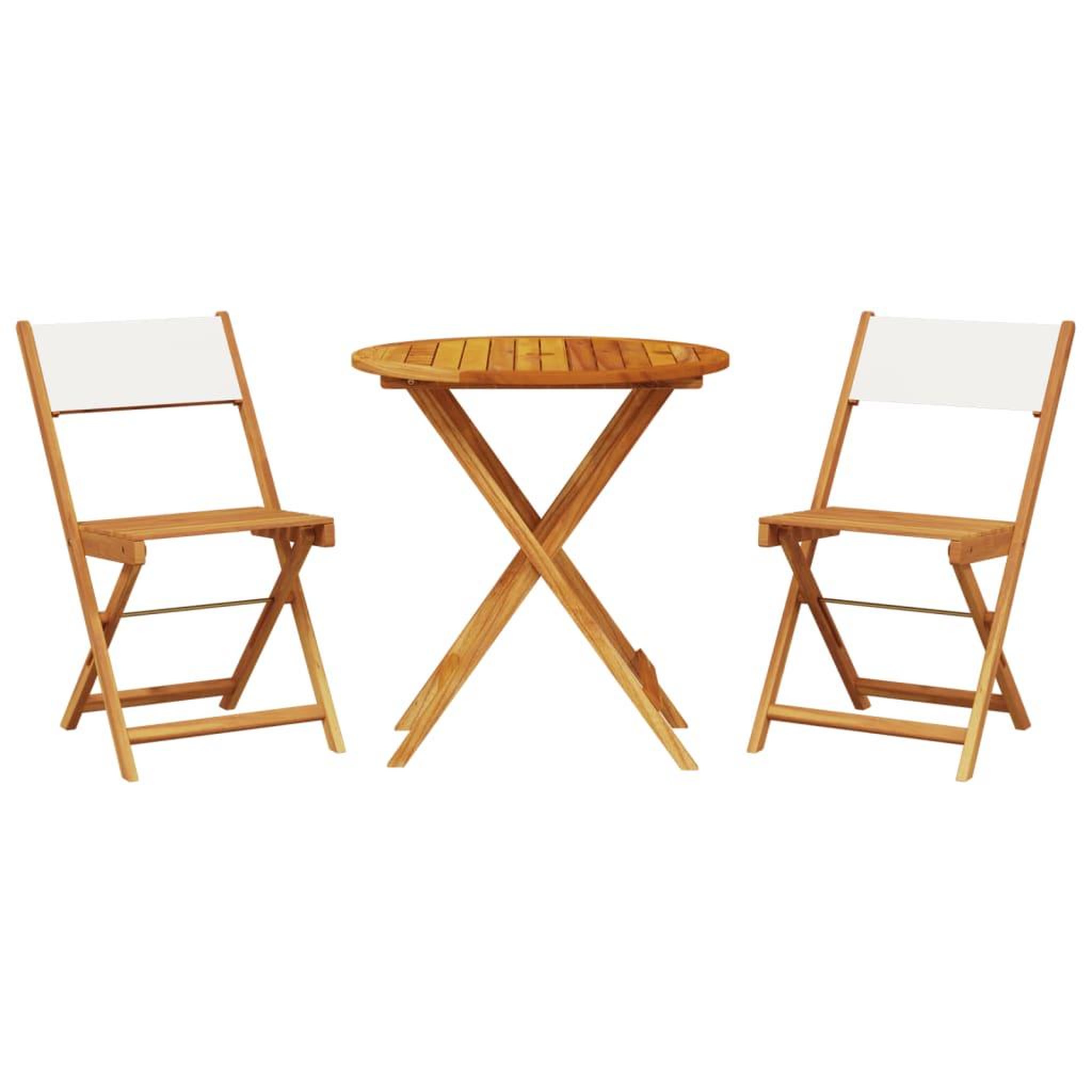 Voir la diapositive 2 : VIDAXL Ensemble de bistro 3 pcs blanc creme tissu et bois massif