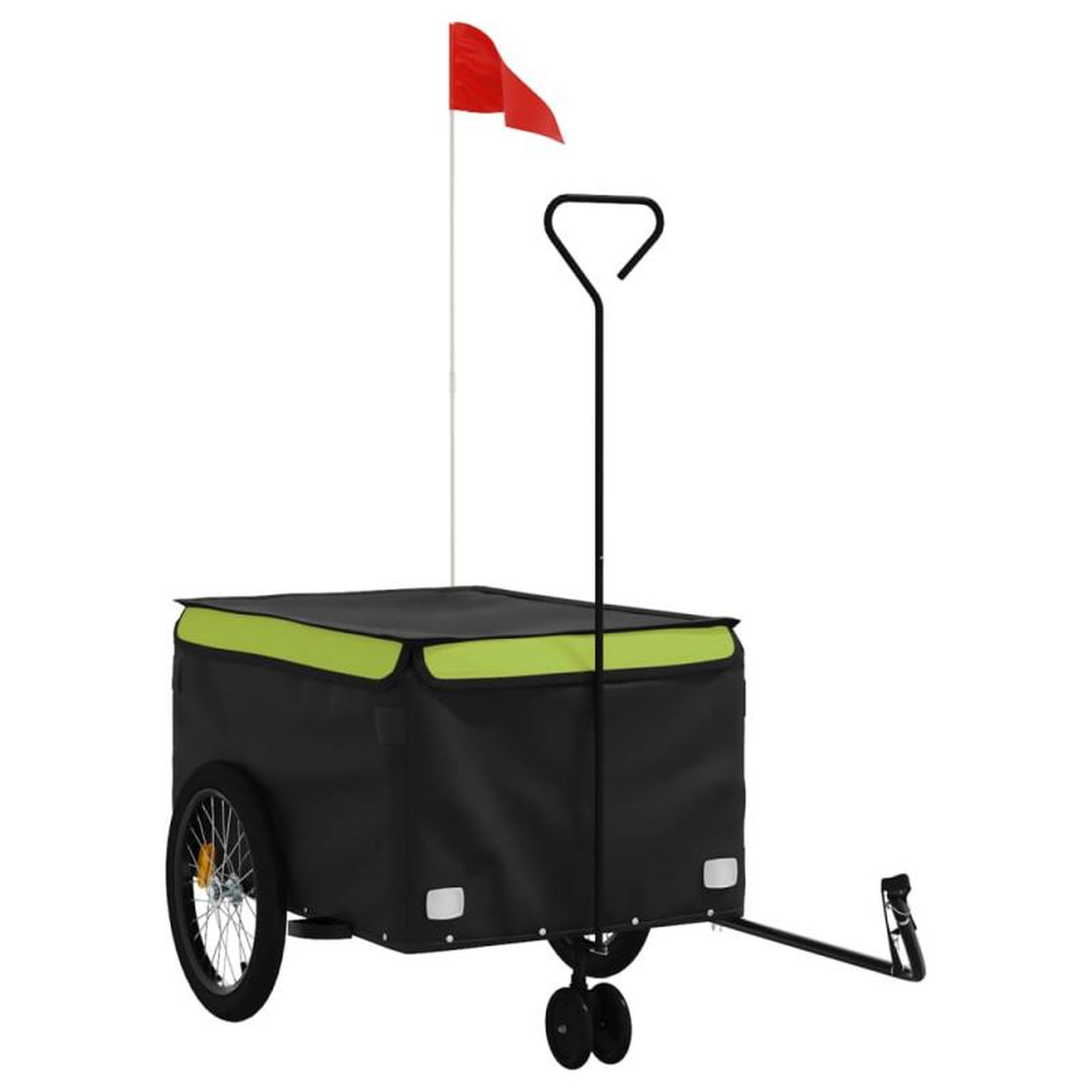 Voir la diapositive 2 : VIDAXL Remorque de vélo noir et vert 45 kg fer