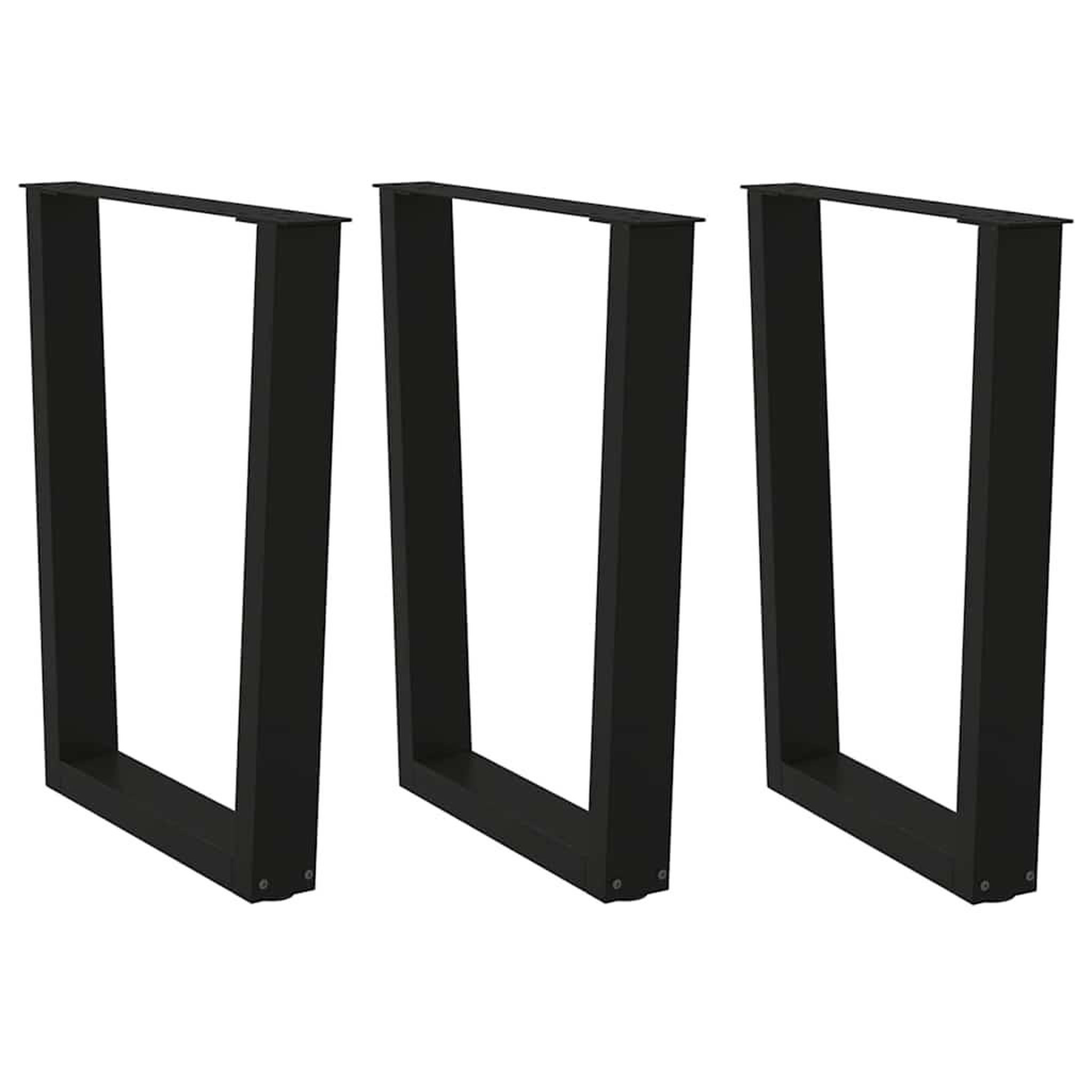 VIDAXL Pieds de table a manger forme de V 3 pcs noir 70x(72-73,3) cm