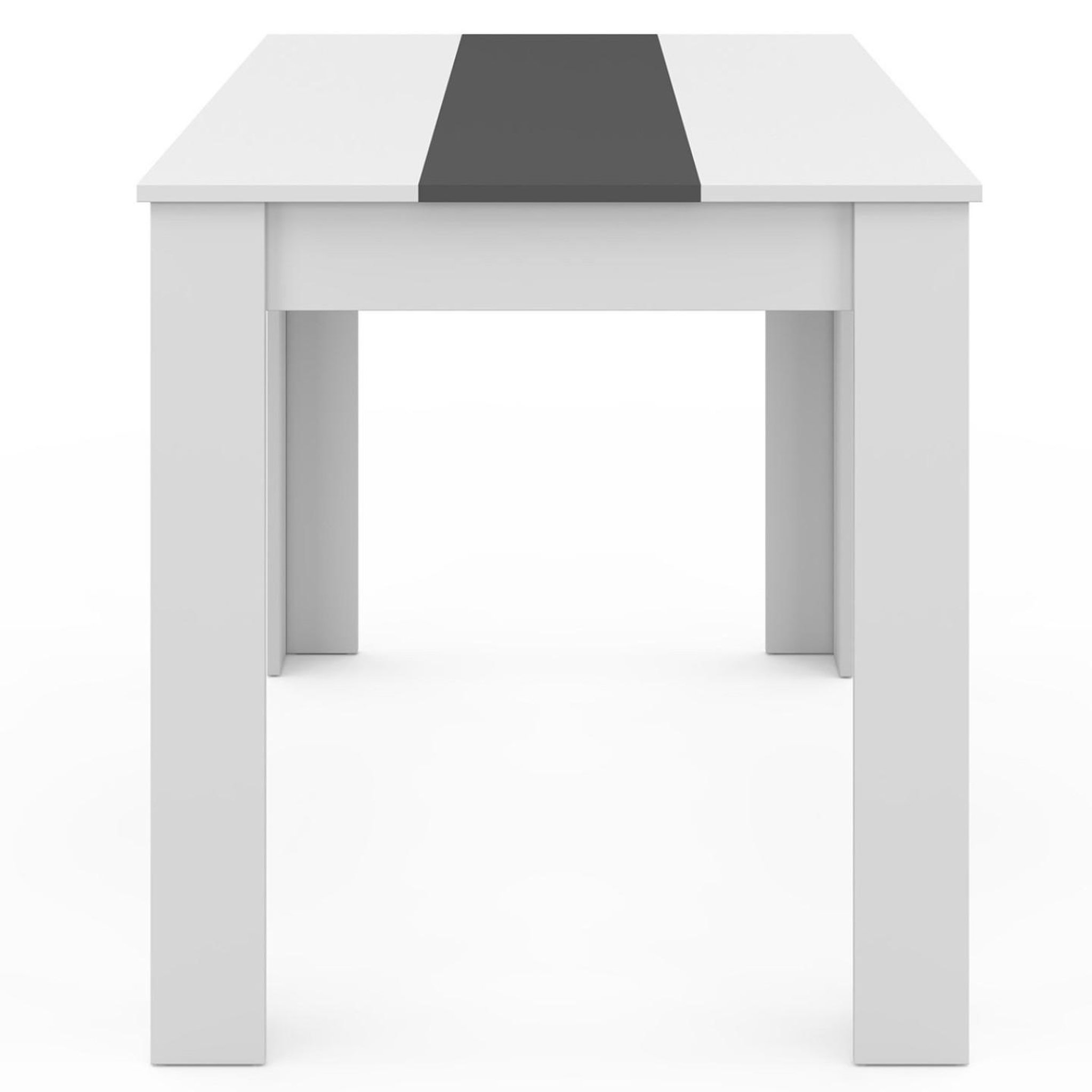 Voir la diapositive 4 : ID MARKET Table à manger rectangle ROZY 4 personnes blanche et grise 110 cm