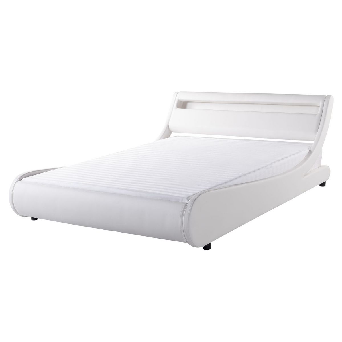 Lit avec sommier et tête de lit LED en PU 160x200 cm NEON