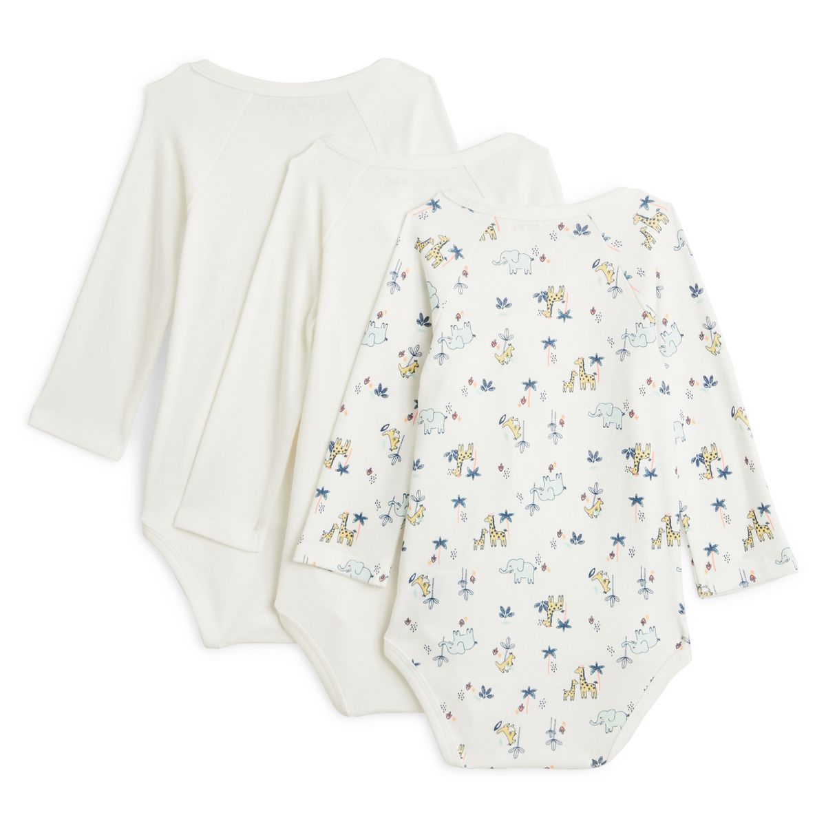 INEXTENSO Lot de 3 bodies manches longues de naissance bébé mixte