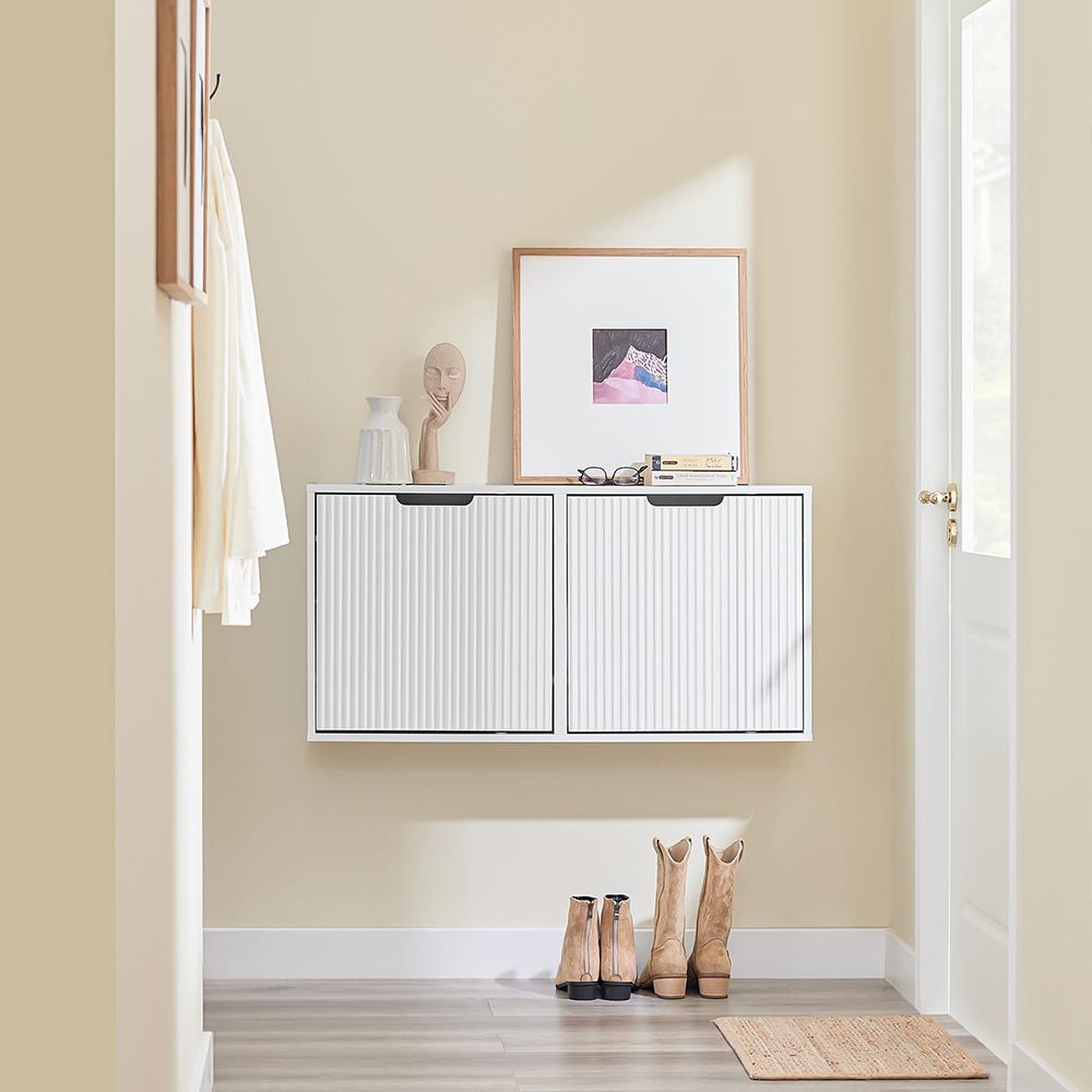 Voir la diapositive 6 : SOBUY SoBuy - Meuble À Chaussures 2 portes - Blanc - 50x19x100cm - Minimaliste - FSR204-W