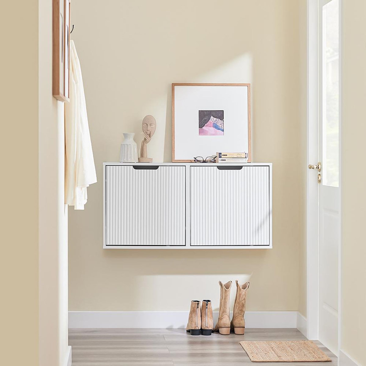 SOBUY SoBuy - Meuble À Chaussures 2 portes - Blanc - 50x19x100cm - Minimaliste - FSR204-W