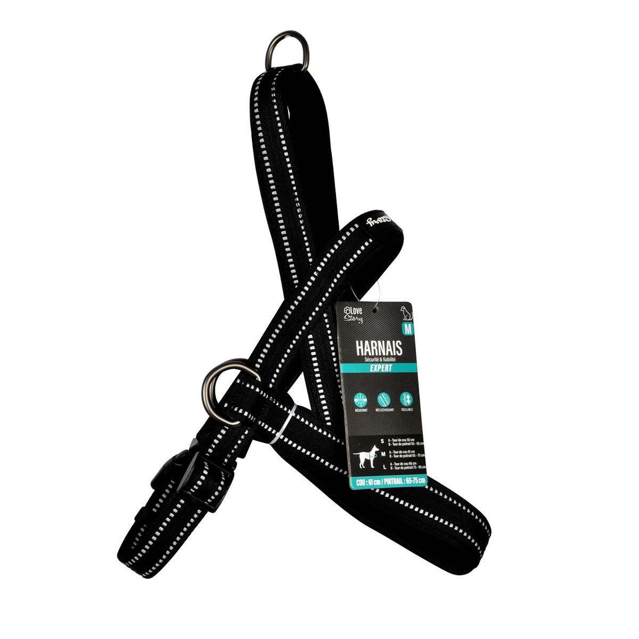 Voir la diapositive 4 : LOVE STORY Harnais norvégien  expert réglable  75cm noir