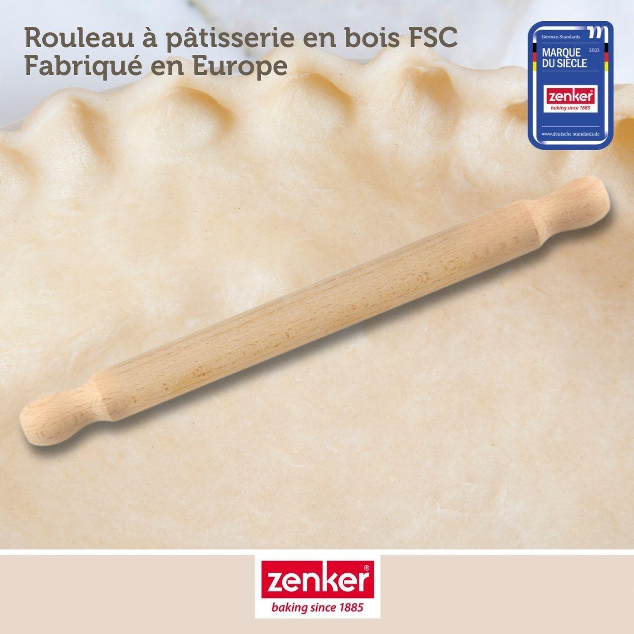 Voir la diapositive 2 : ZENKER Rouleau à pâtisserie en bois certifié fsc 35 cm zenker smart pastry