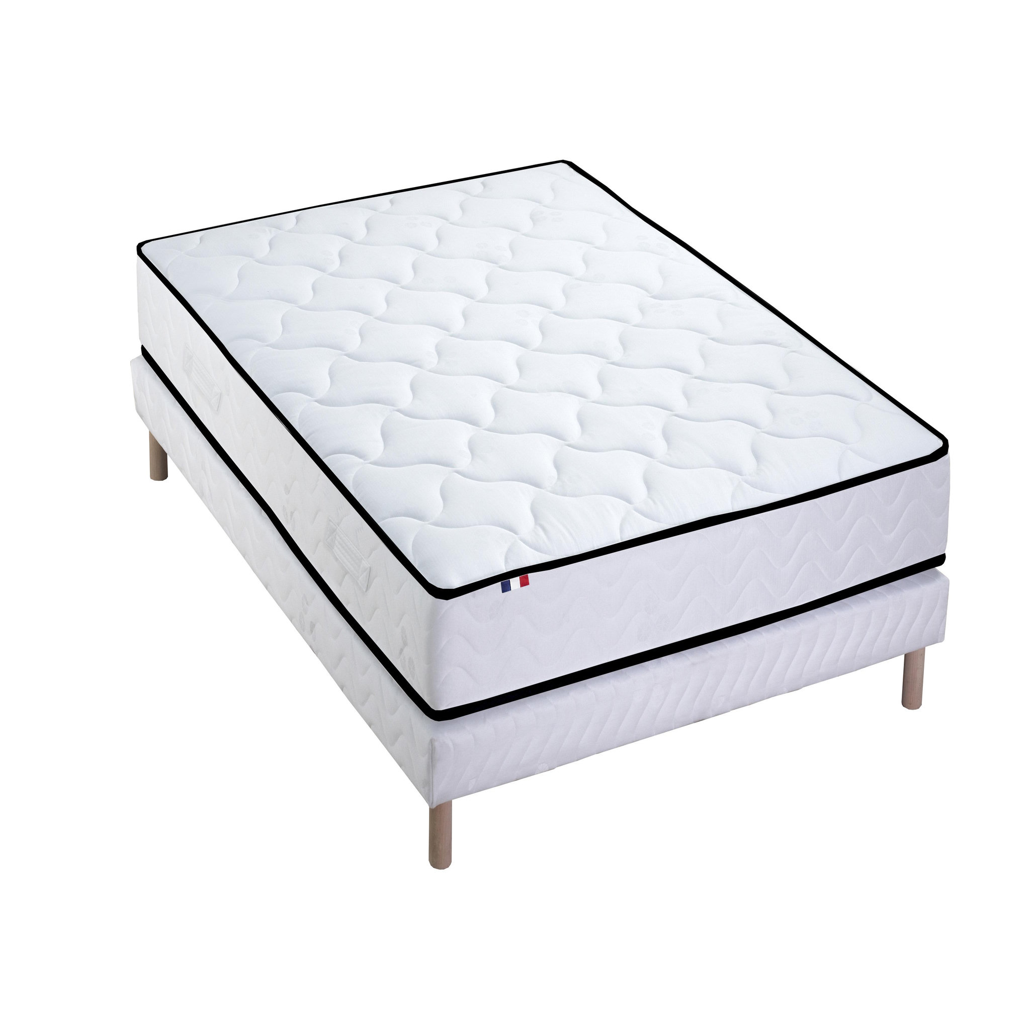 Voir la diapositive 3 : Ensemble matelas ressorts ensachés + sommier tapissier 160x200 cm ELOISE