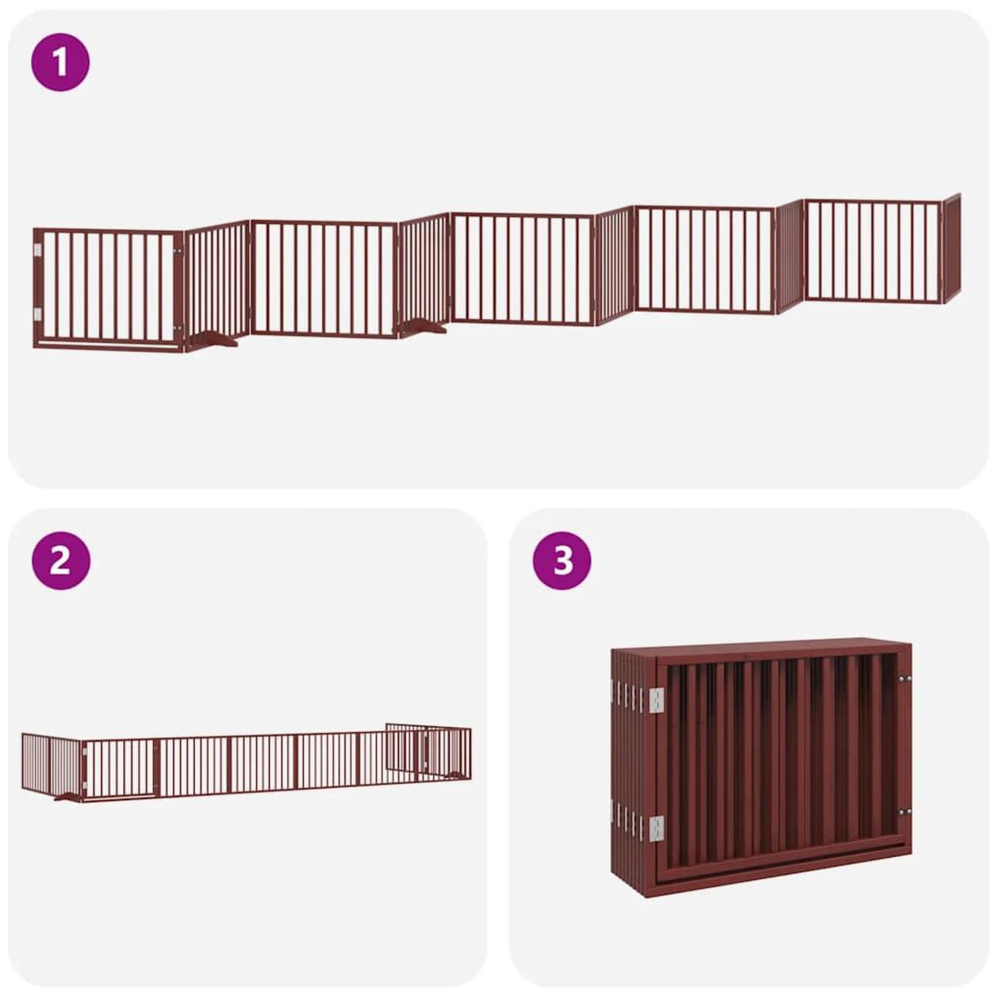 Voir la diapositive 5 : VIDAXL Barriere pour chien porte pliable 10 panneaux bois de peuplier