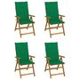 Voir la diapositive 1 : VIDAXL Chaises inclinables de jardin lot de 4 et coussins Bois acacia