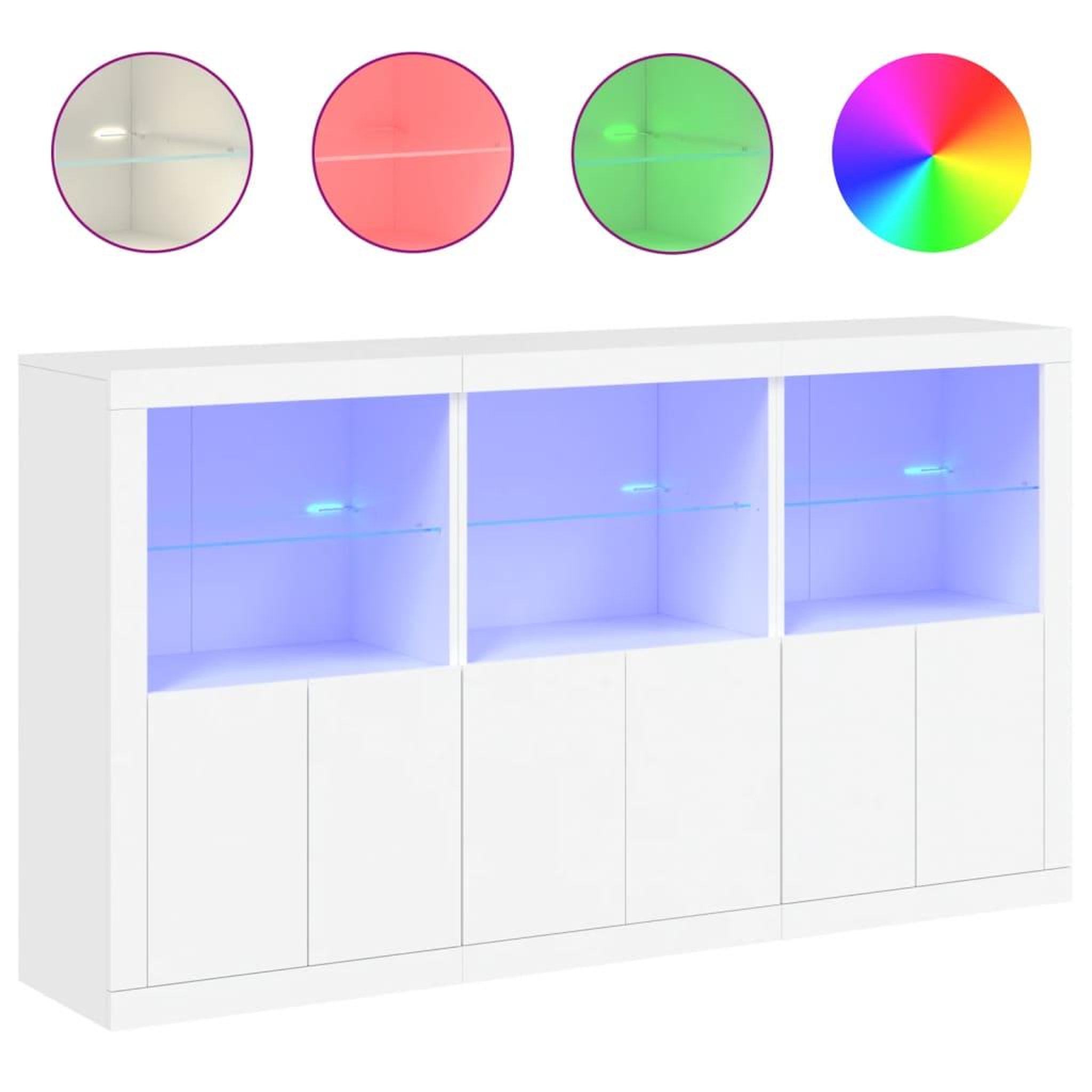 Voir la diapositive 2 : VIDAXL Buffet avec lumieres LED blanc 181,5x37x100 cm