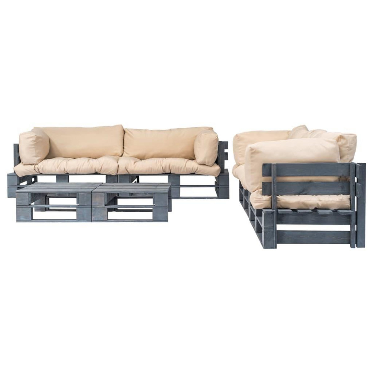 VIDAXL Salon palette de jardin 6 pcs avec coussins sable bois