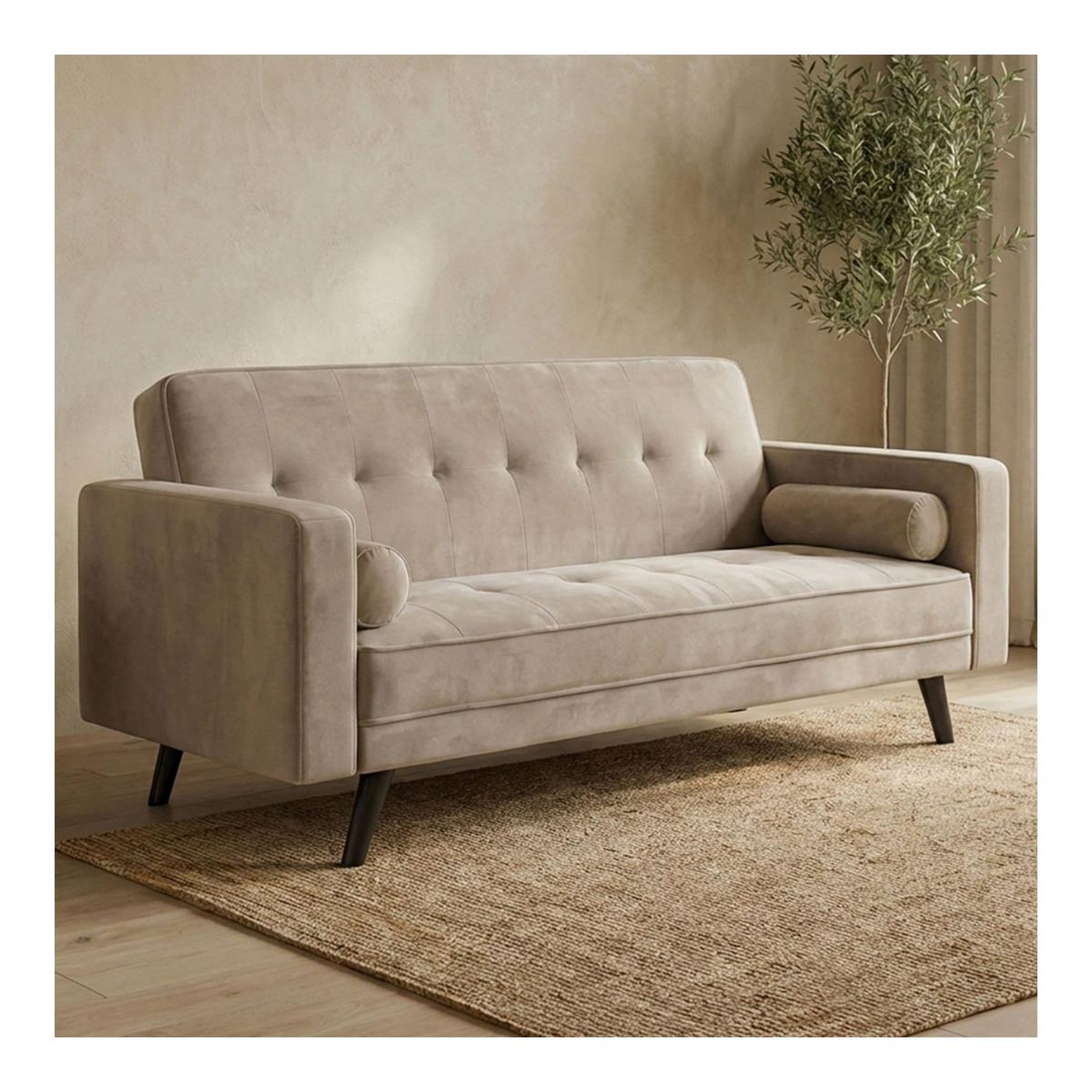 Voir la diapositive 4 : Paris Prix Canapé convertible 3 places scandinave  navya  taupe