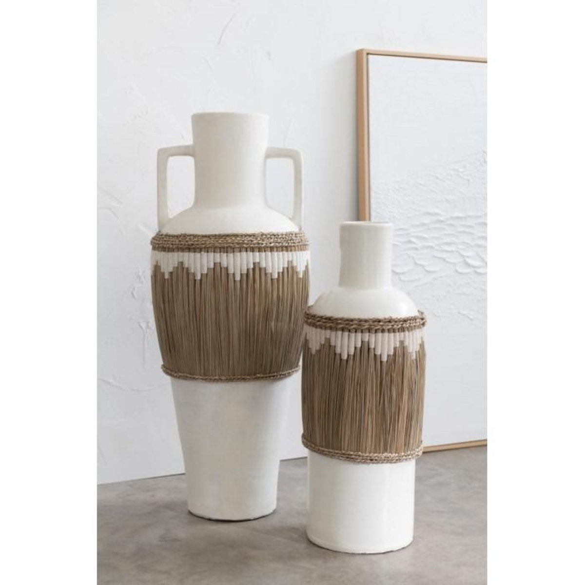 Paris Prix Vase Amphore Design  Herbes  100cm Blanc