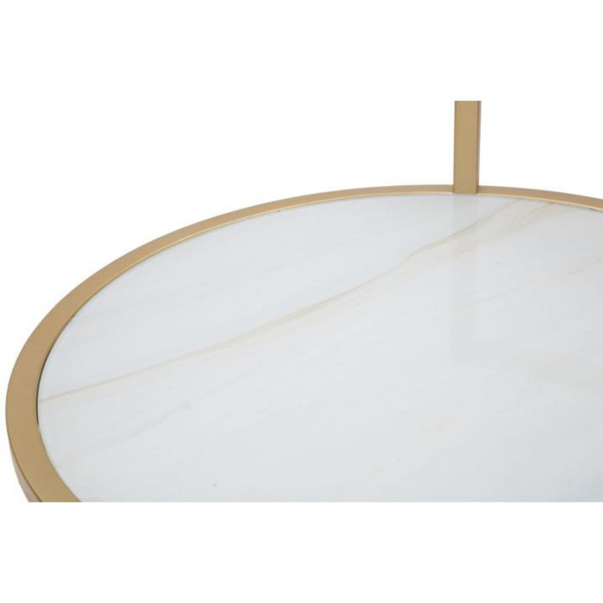 Paris Prix Table d'Appoint Effet Marbre  Sophie  61cm Blanc & Or
