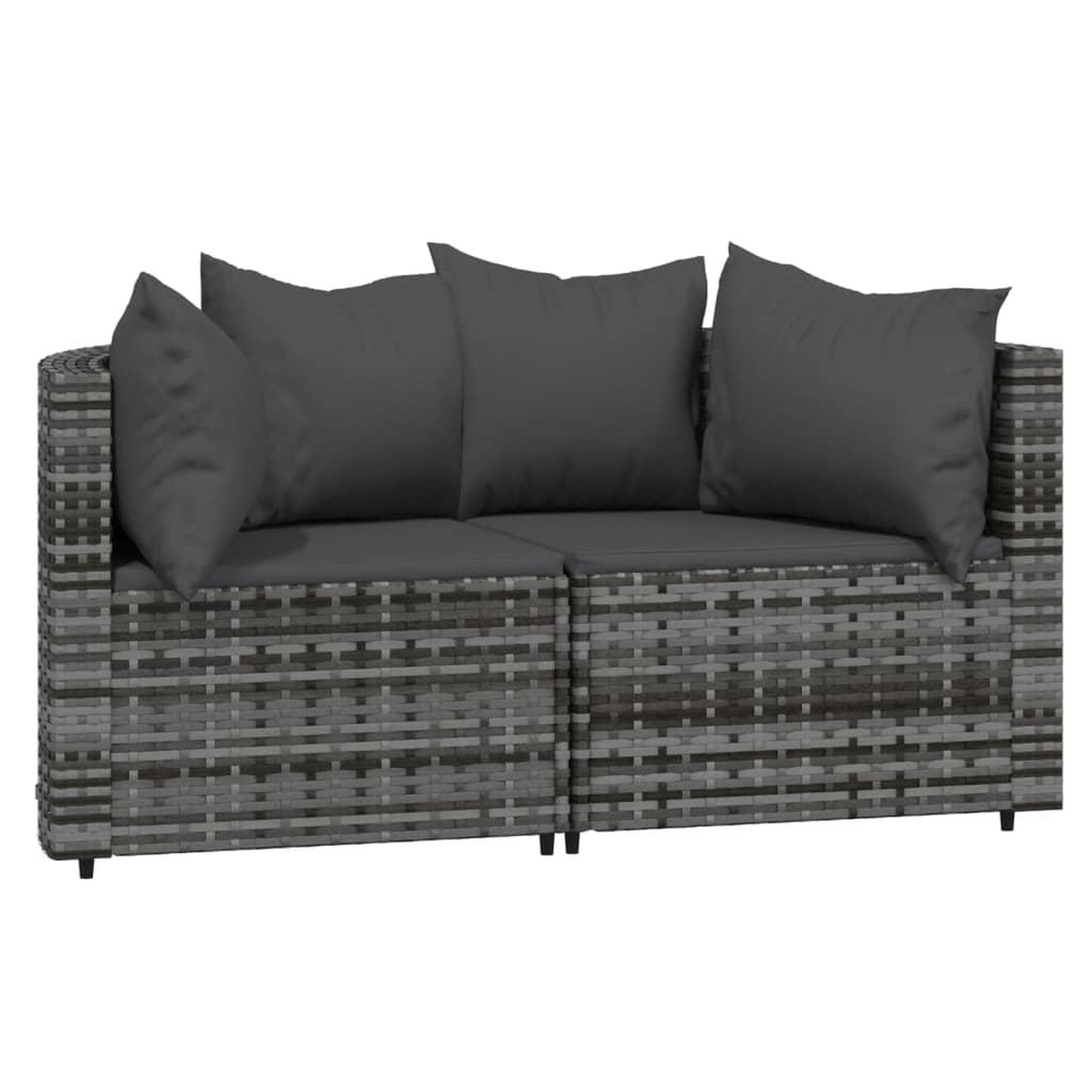 Voir la diapositive 2 : VIDAXL Canapes d'angle de jardin et coussins 2 pcs gris resine tressee