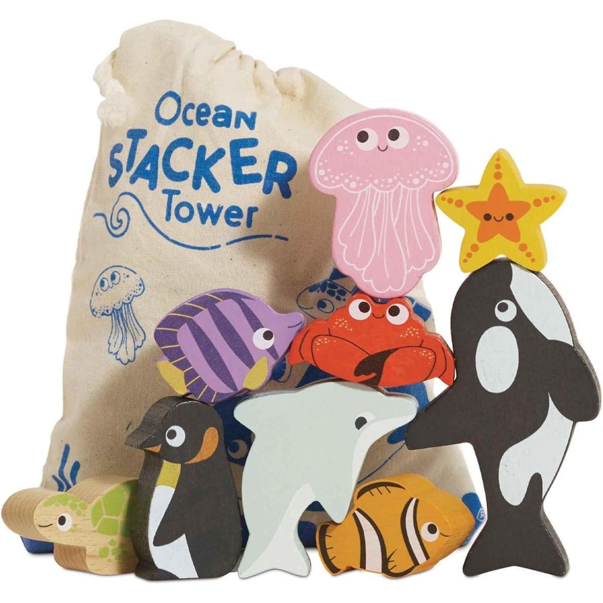 Le Toy Van Animaux De L'océan À Empiler - 10 Pièces