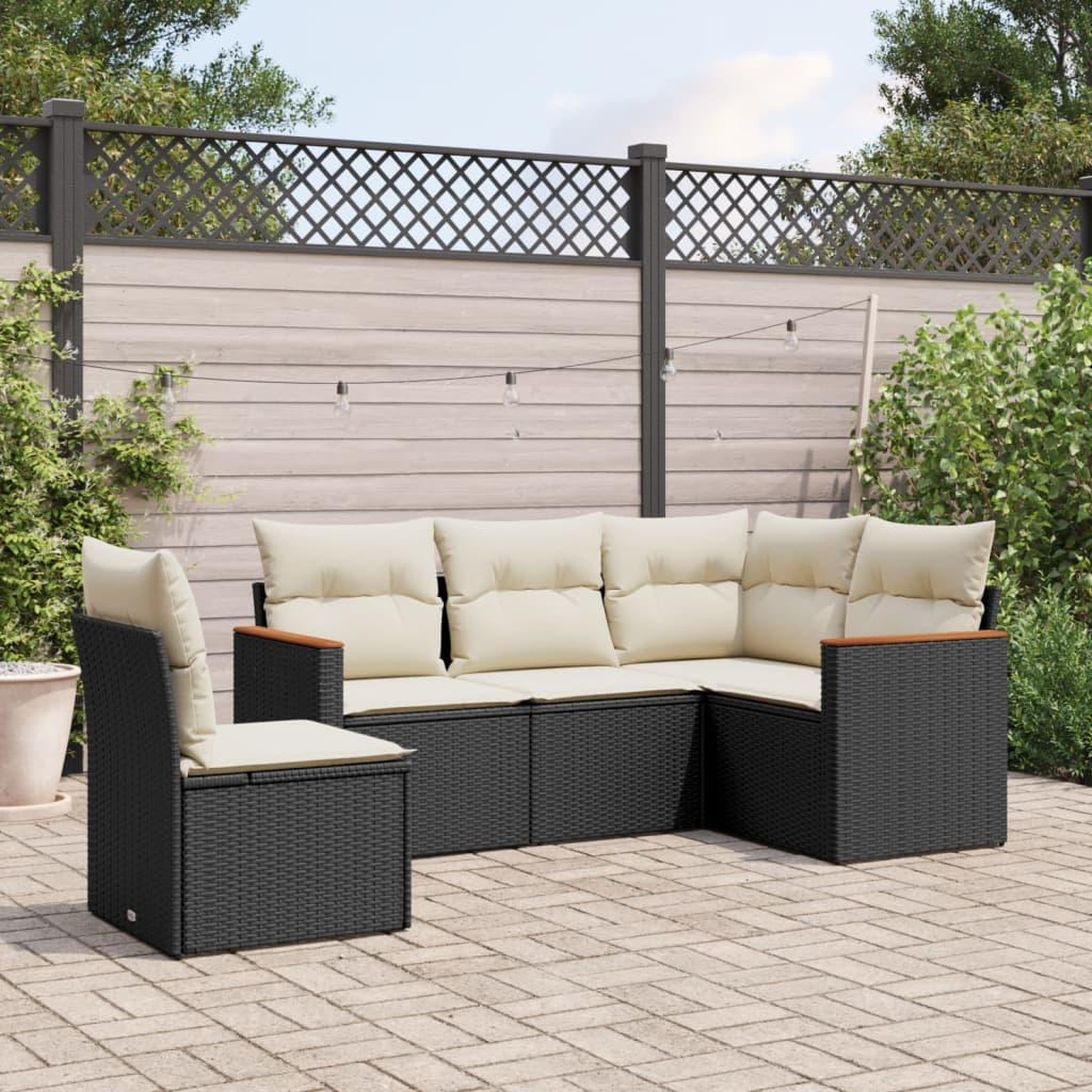 VIDAXL Salon de jardin 5 pcs avec coussins noir resine tressee