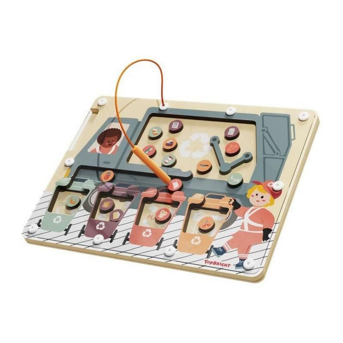 TOPBRIGHT Trieur de Déchets - TOP BRIGHT - Labyrinthe Magnétique - Tri des Déchets - Métal - Papier - Plastique