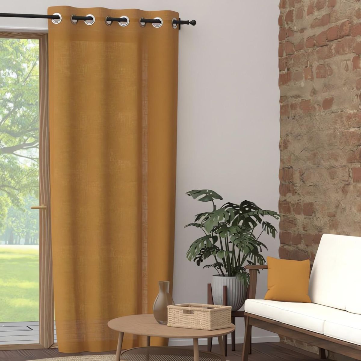 SOLEIL D'OCRE Rideau à oeillets pur coton PANAMA, par Soleil d'Ocre