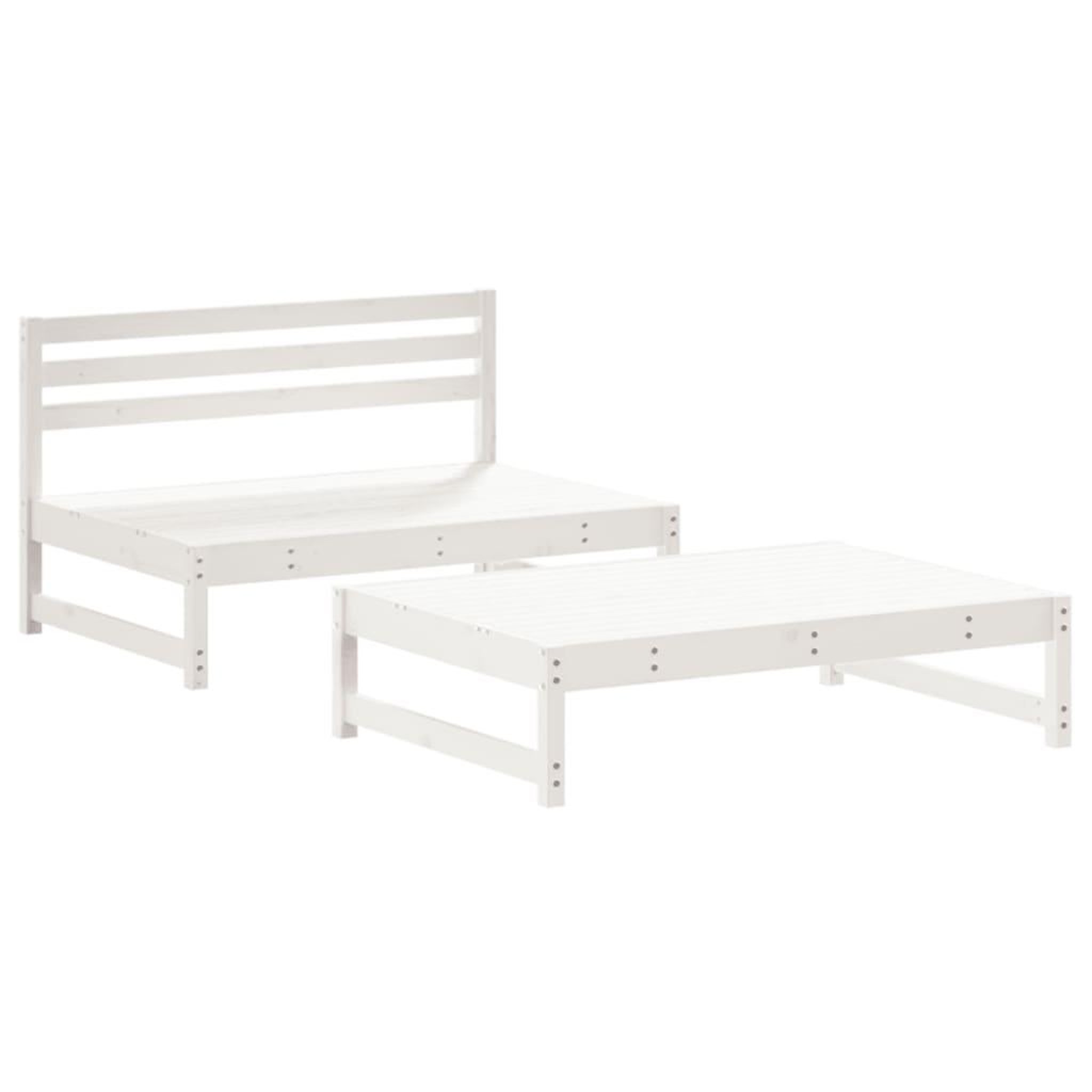 Voir la diapositive 2 : VIDAXL Salon de jardin 2 pcs blanc bois de pin massif