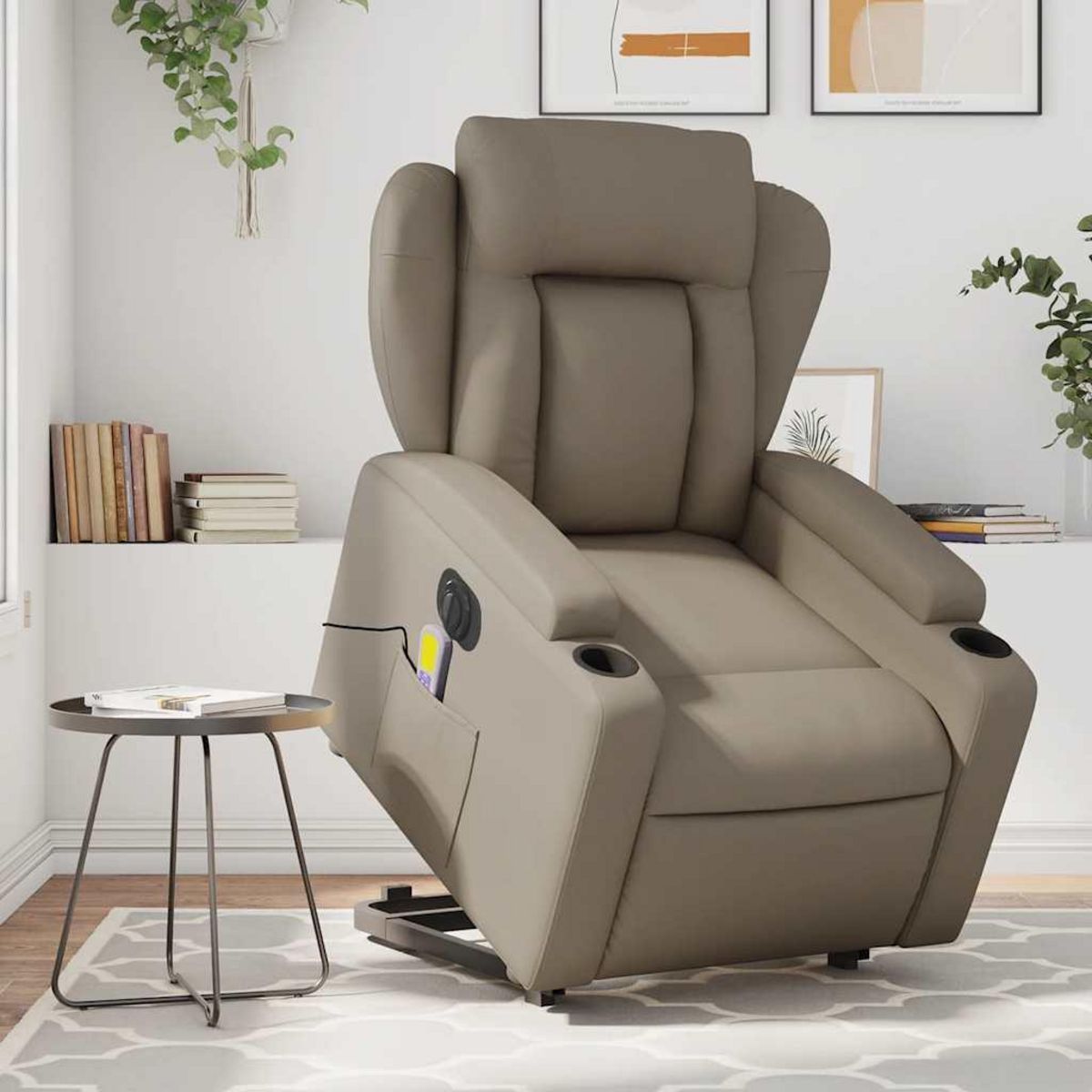 VIDAXL Fauteuil inclinable de massage electrique cappuccino similicuir