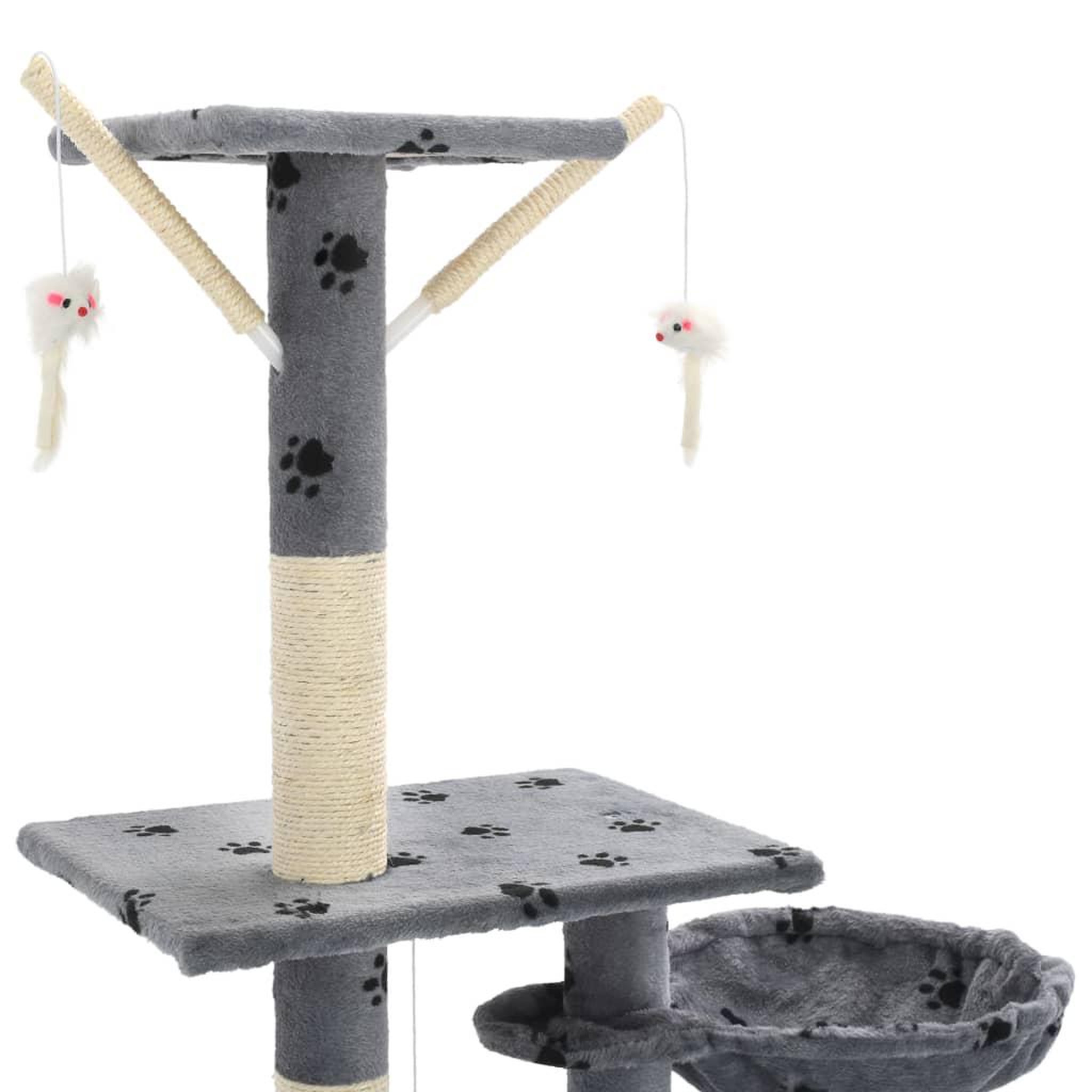 Voir la diapositive 5 : VIDAXL Arbre a chat et griffoirs 230-250 cm Empreintes de pattes Gris