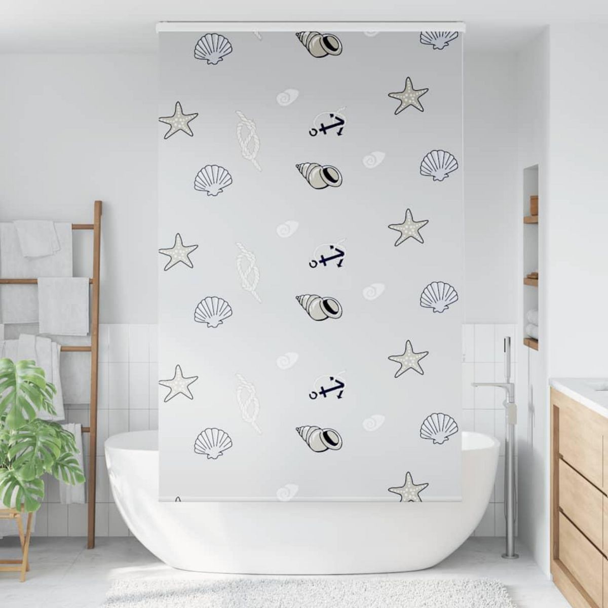 VIDAXL Store enrouleur de douche avec cassette largeur du tissu 136 cm