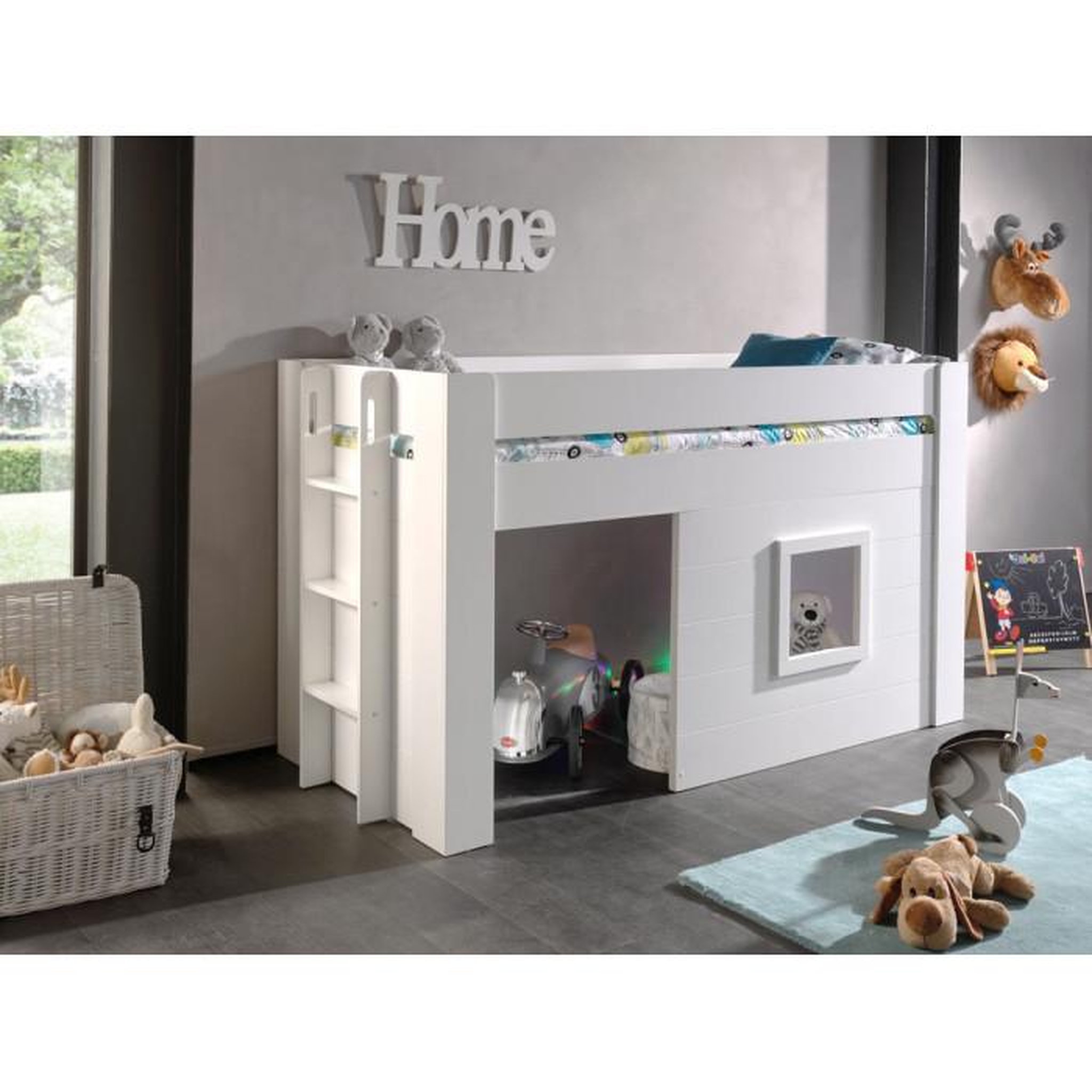 Voir la diapositive 4 : Paris Prix Lit Enfant Cabane  Noah  90x200cm Blanc