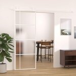 VIDAXL Porte coulissante Verre ESG depoli et aluminium 76x205 cm Blanc
