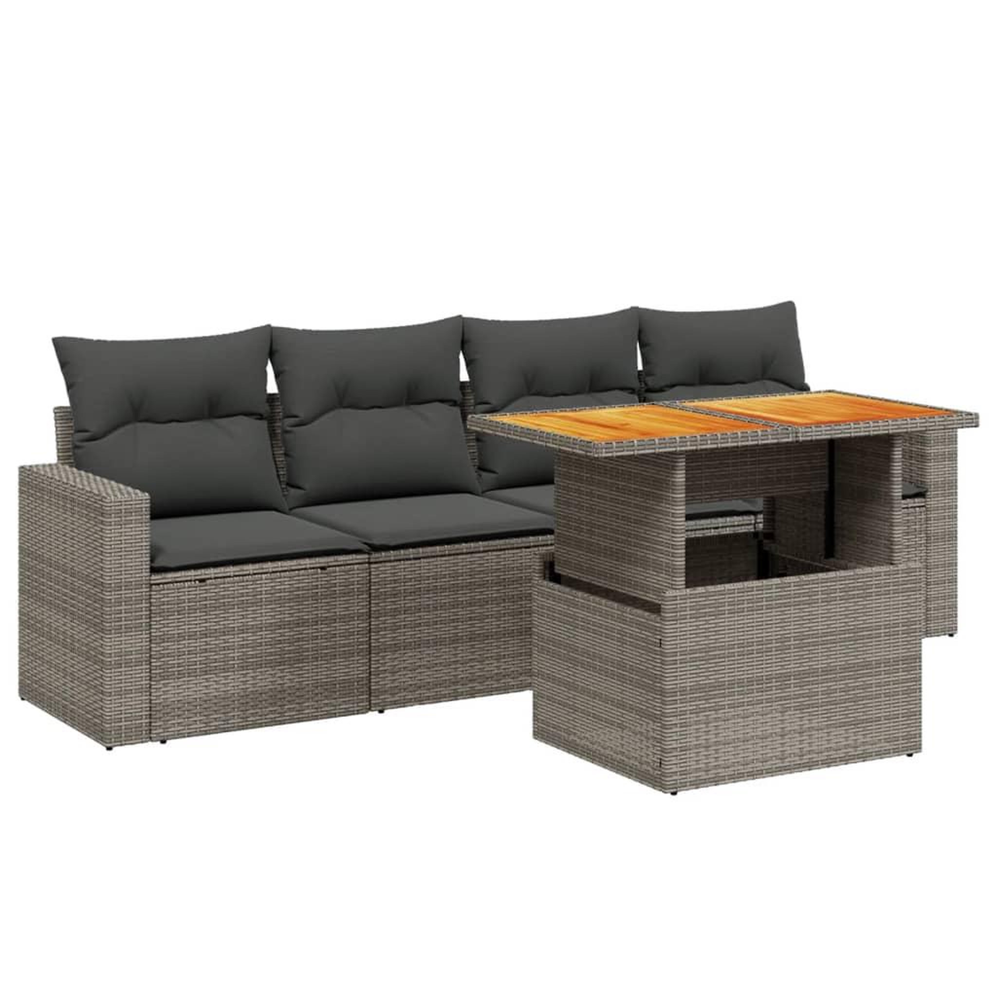 Voir la diapositive 2 : VIDAXL Salon de jardin 5 pcs avec coussins gris resine tressee