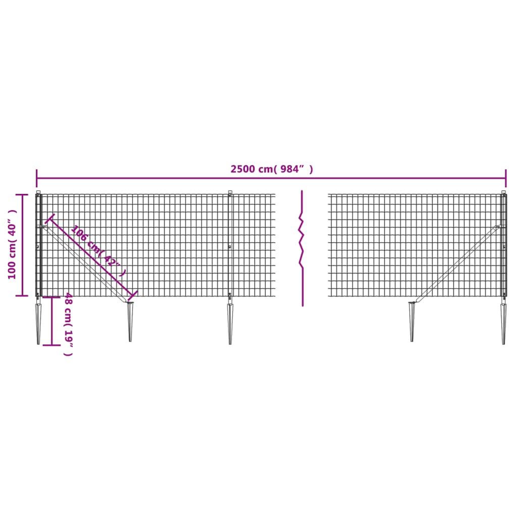 Voir la diapositive 6 : VIDAXL Cloture en treillis metallique et ancrage anthracite 1x25 m