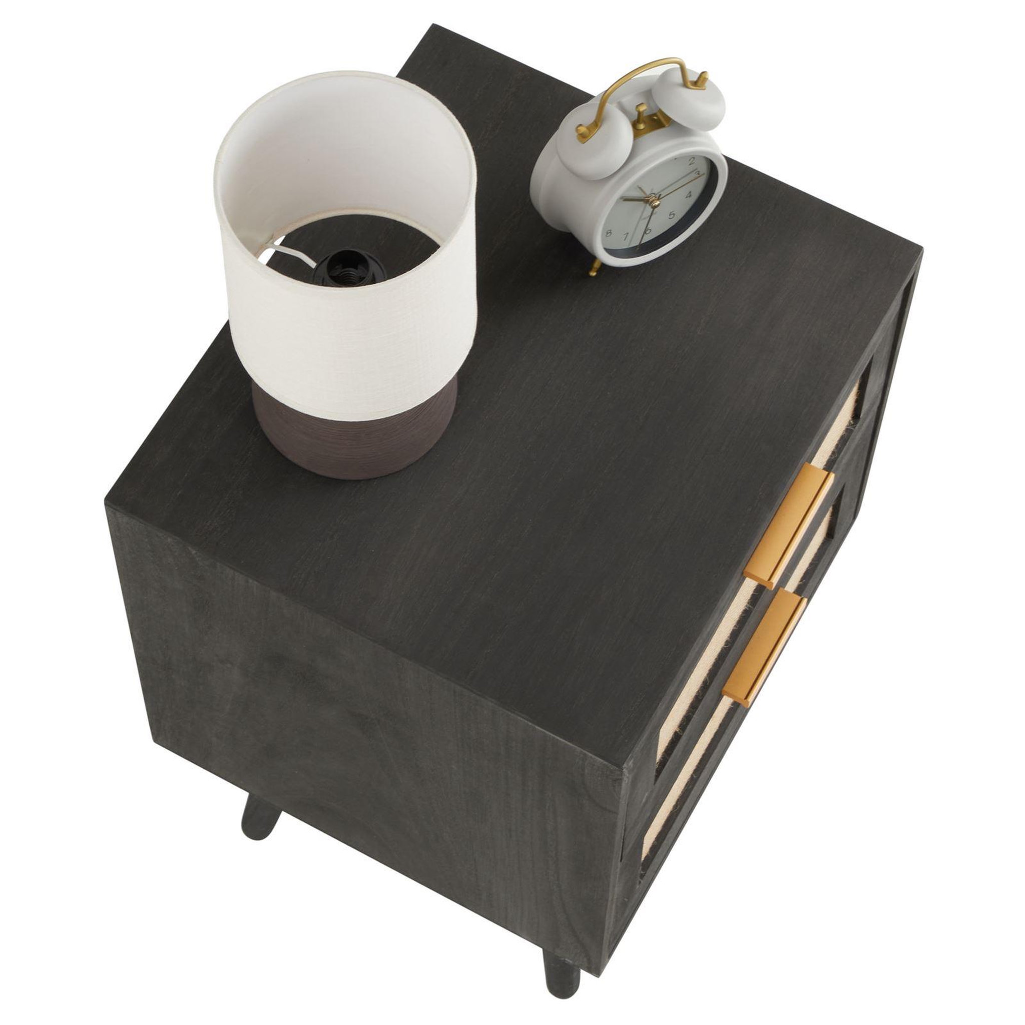 Voir la diapositive 4 : IDIMEX Table de chevet WAMAN 2 tiroirs, en bois de paulownia