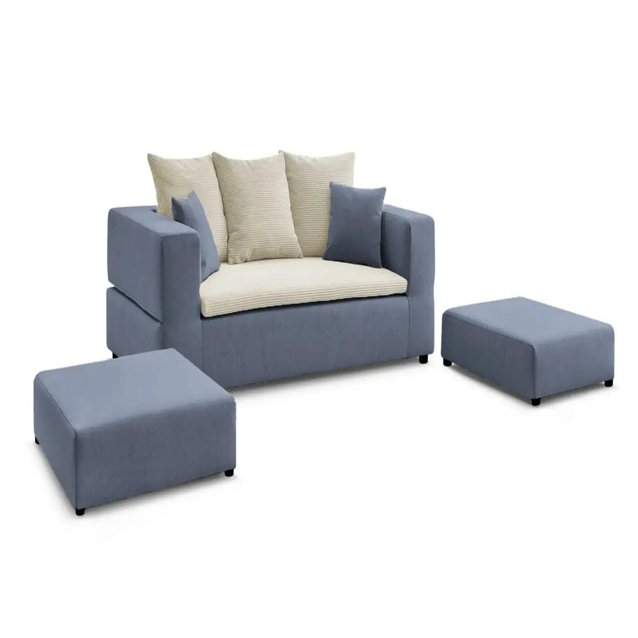 Voir la diapositive 6 : CASANOVA PARIS Ambre - canapé droit convertible bi matière avec deux poufs