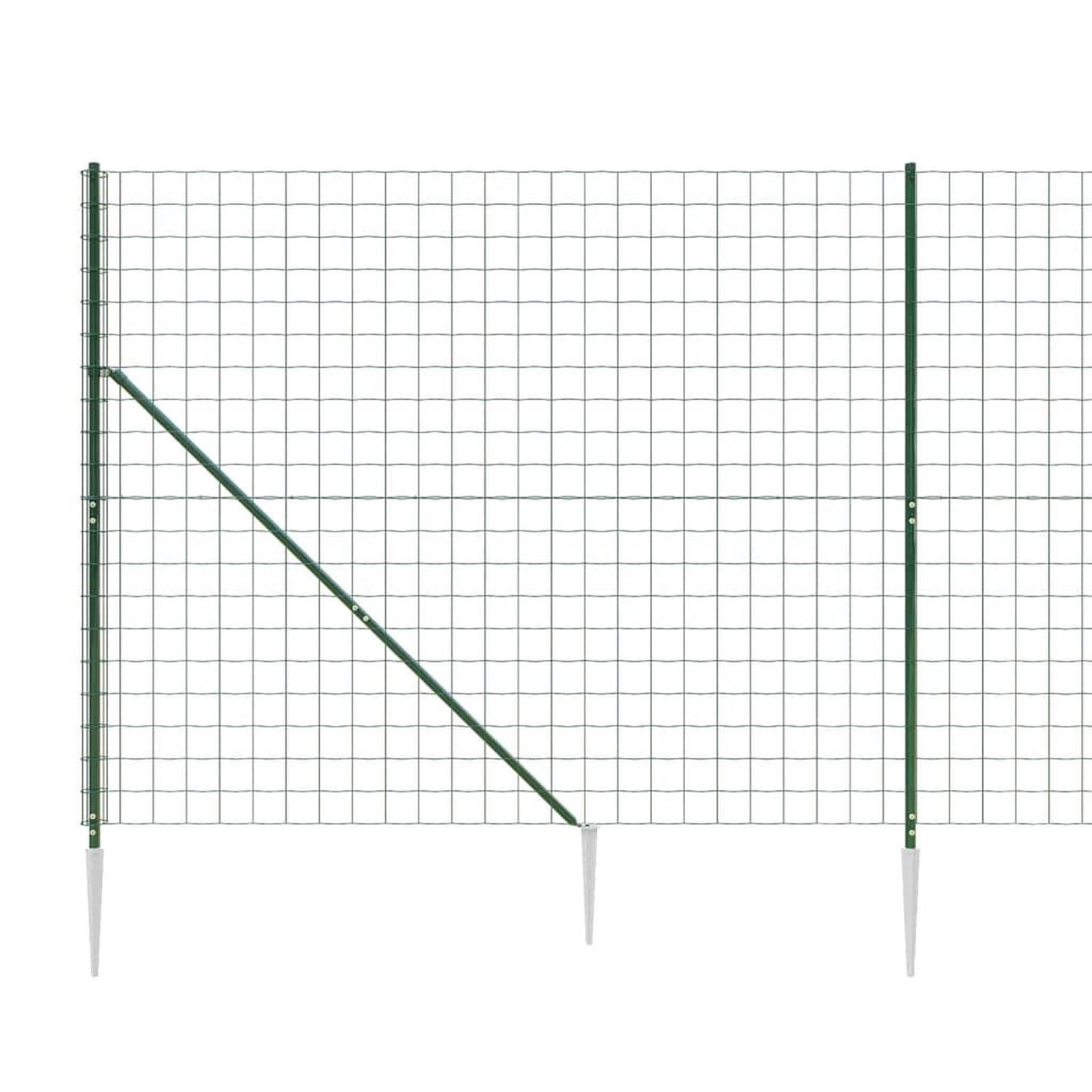 Voir la diapositive 4 : VIDAXL Cloture en treillis metallique et piquet d'ancrage vert 1,8x25m