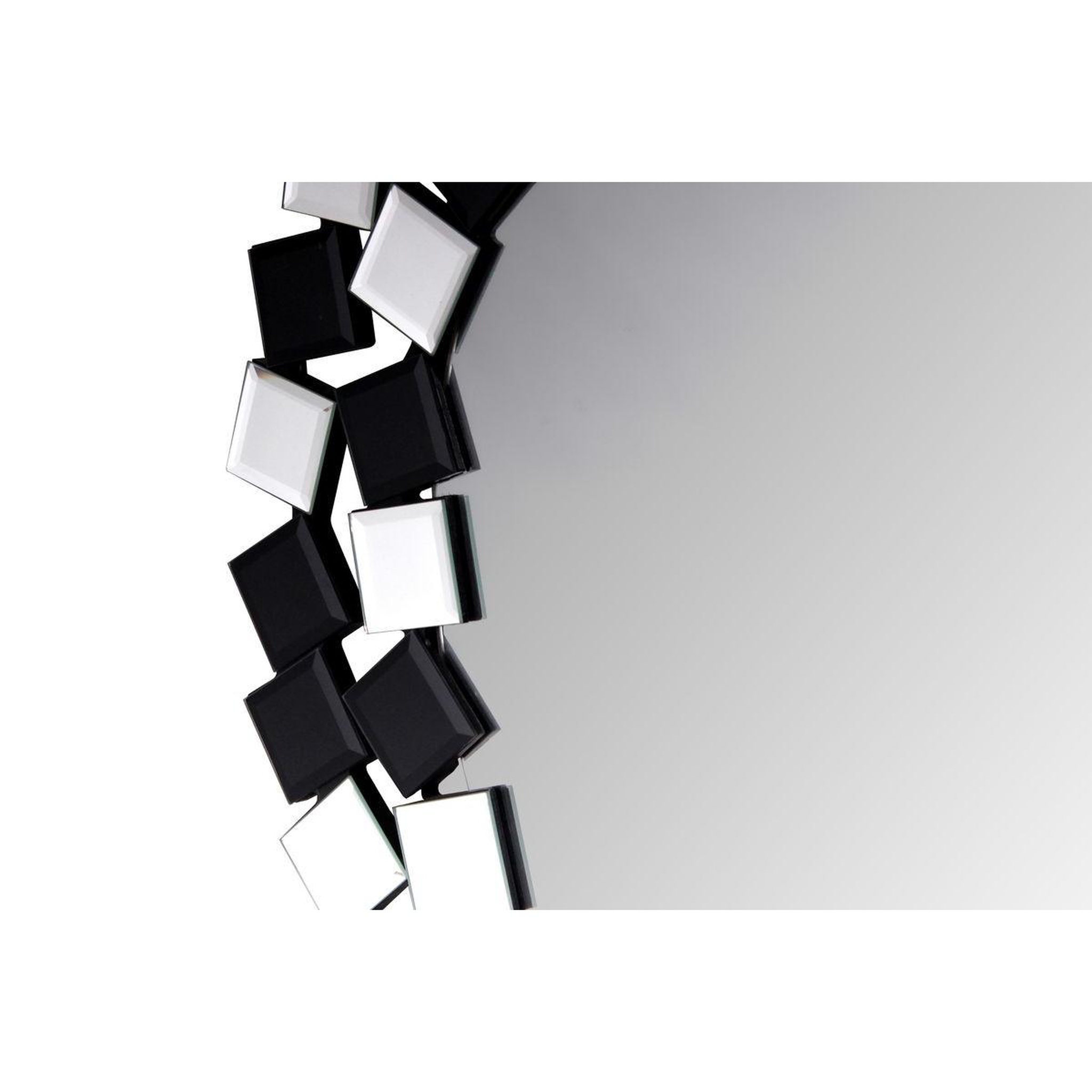 Voir la diapositive 2 : Paris Prix Miroir Mural Design  Mosaic  80cm Argent & Noir