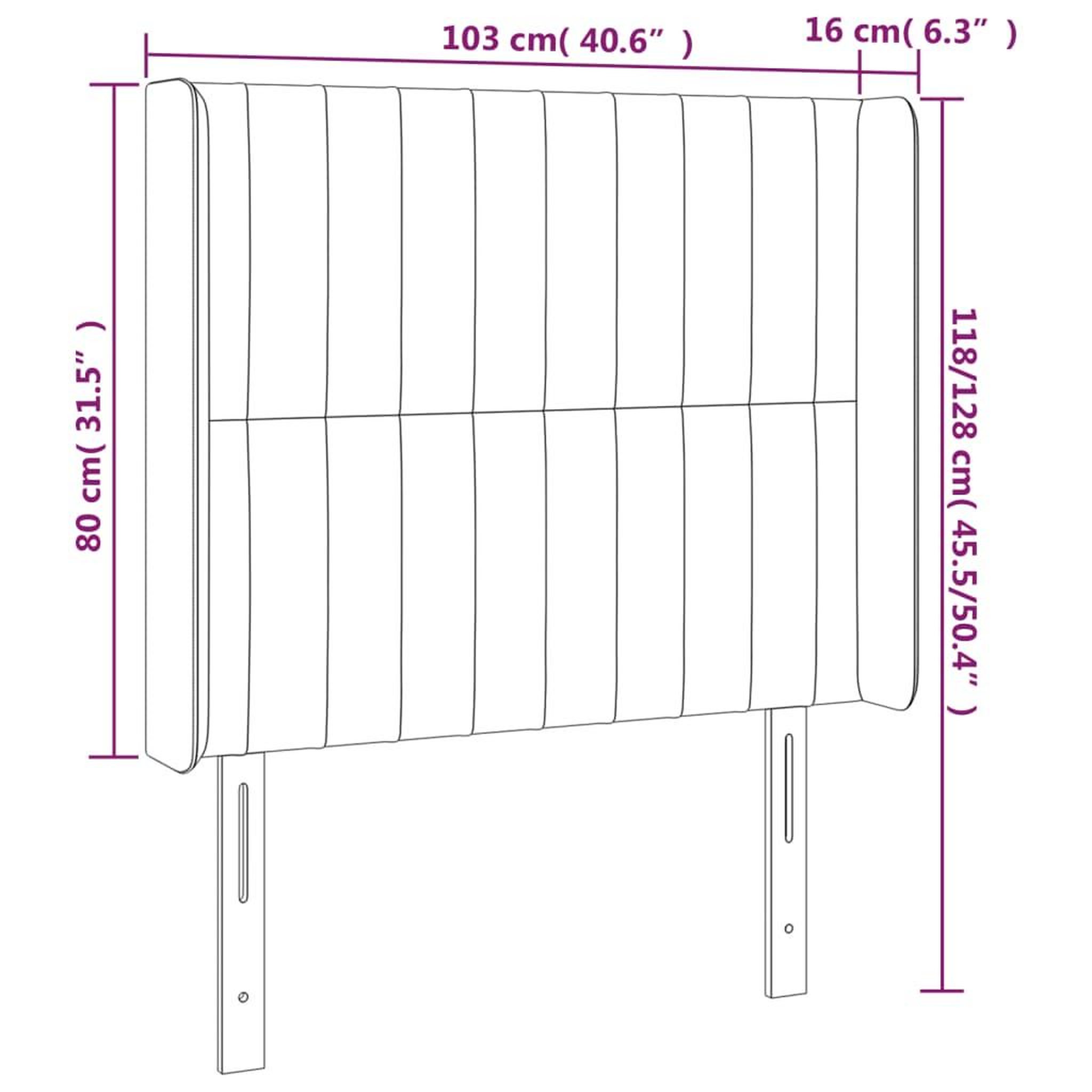 Voir la diapositive 6 : VIDAXL Tete de lit a LED Creme 103x16x118/128 cm Tissu