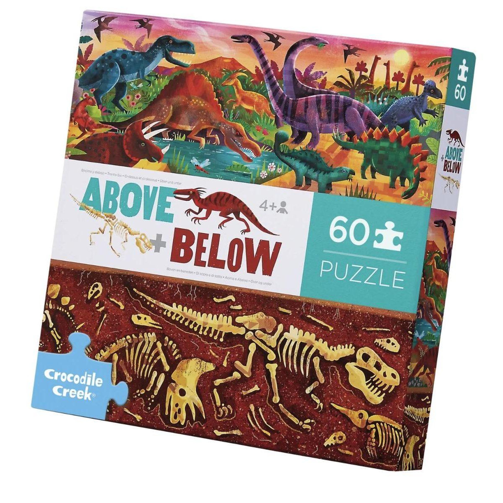 SPEEDY MONKEY Puzzle Dessus et Dessous - 60 pieces - Le monde des dinosaures