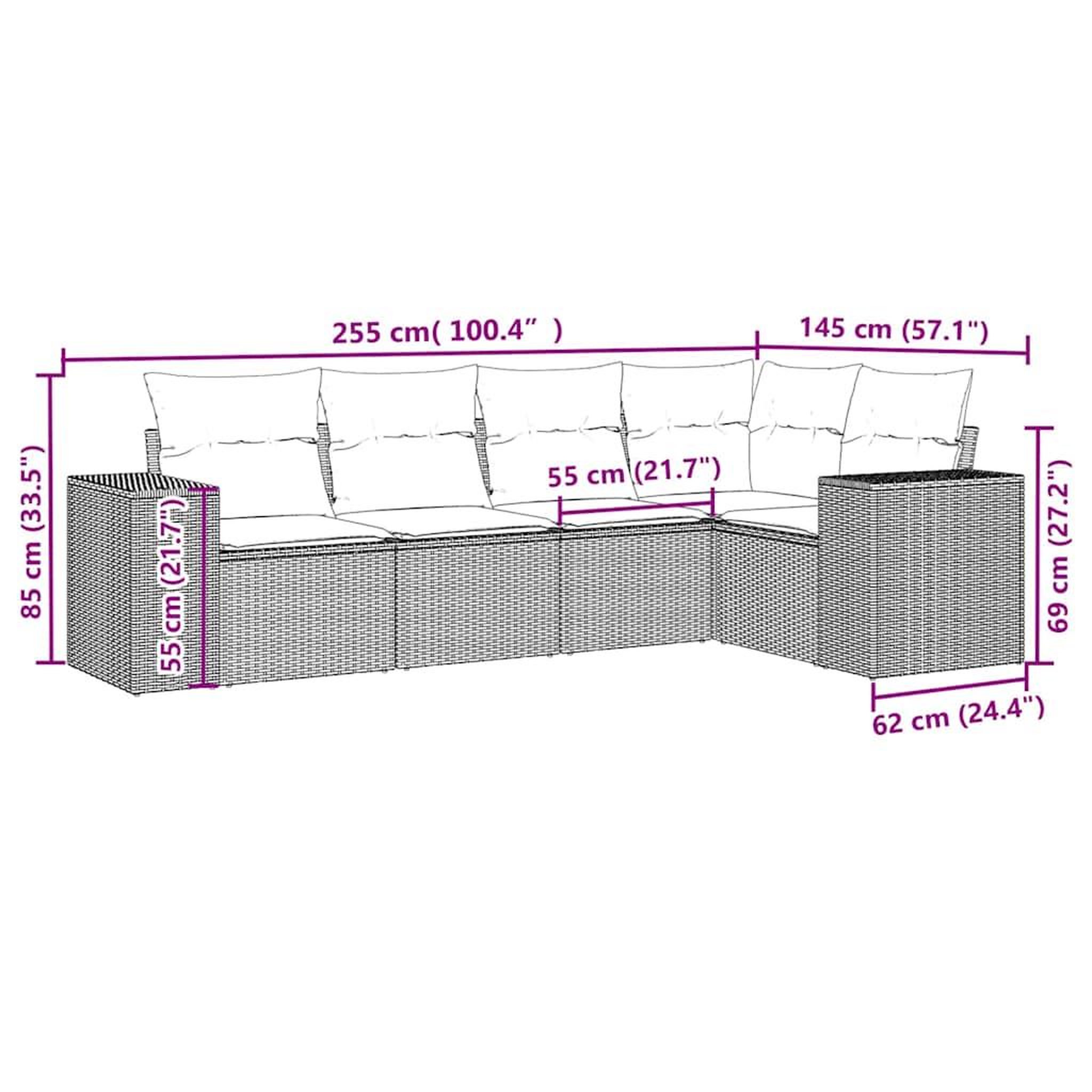 Voir la diapositive 6 : VIDAXL Salon de jardin 5 pcs avec coussins gris clair resine tressee