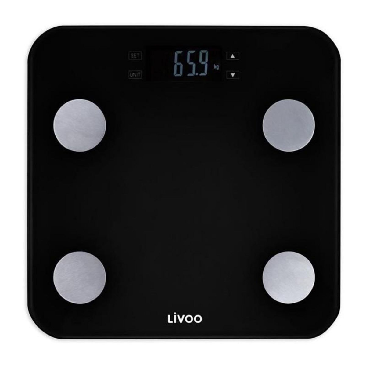 LIVOO LIVOO DOM427N Pese-personne impedancemetre - 13 memoires utilisateurs - 180 kg - Plateau en verre trempe affichage LCD - Noir