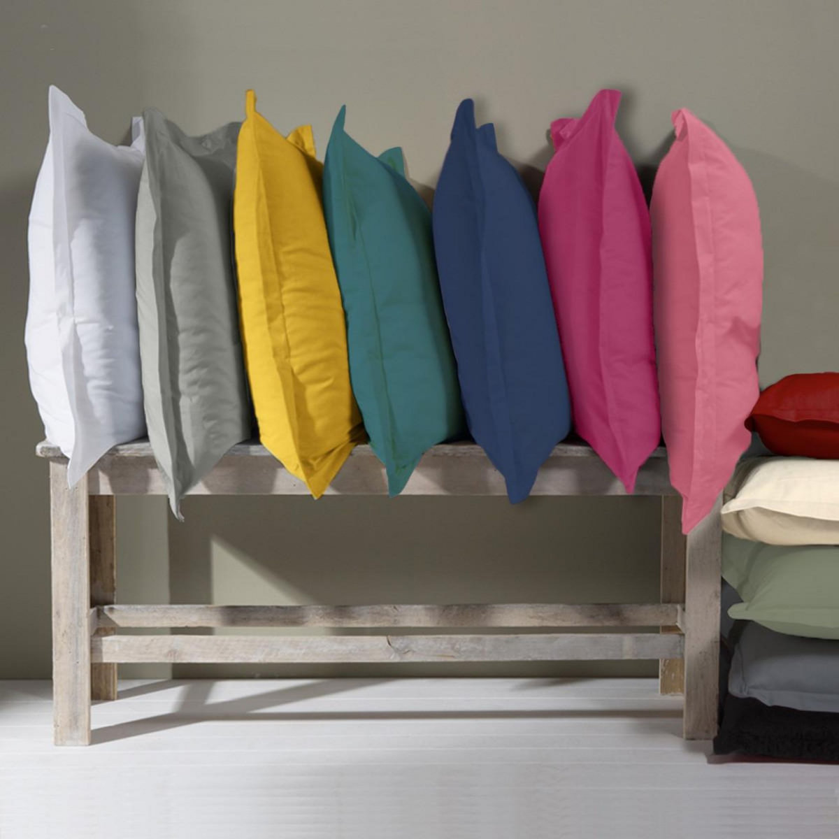FUTURE HOME Taie d'oreiller en coton 57 fils unie