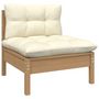 Voir la diapositive 3 : VIDAXL Canape 4 places de jardin et coussins creme Bois de pin solide