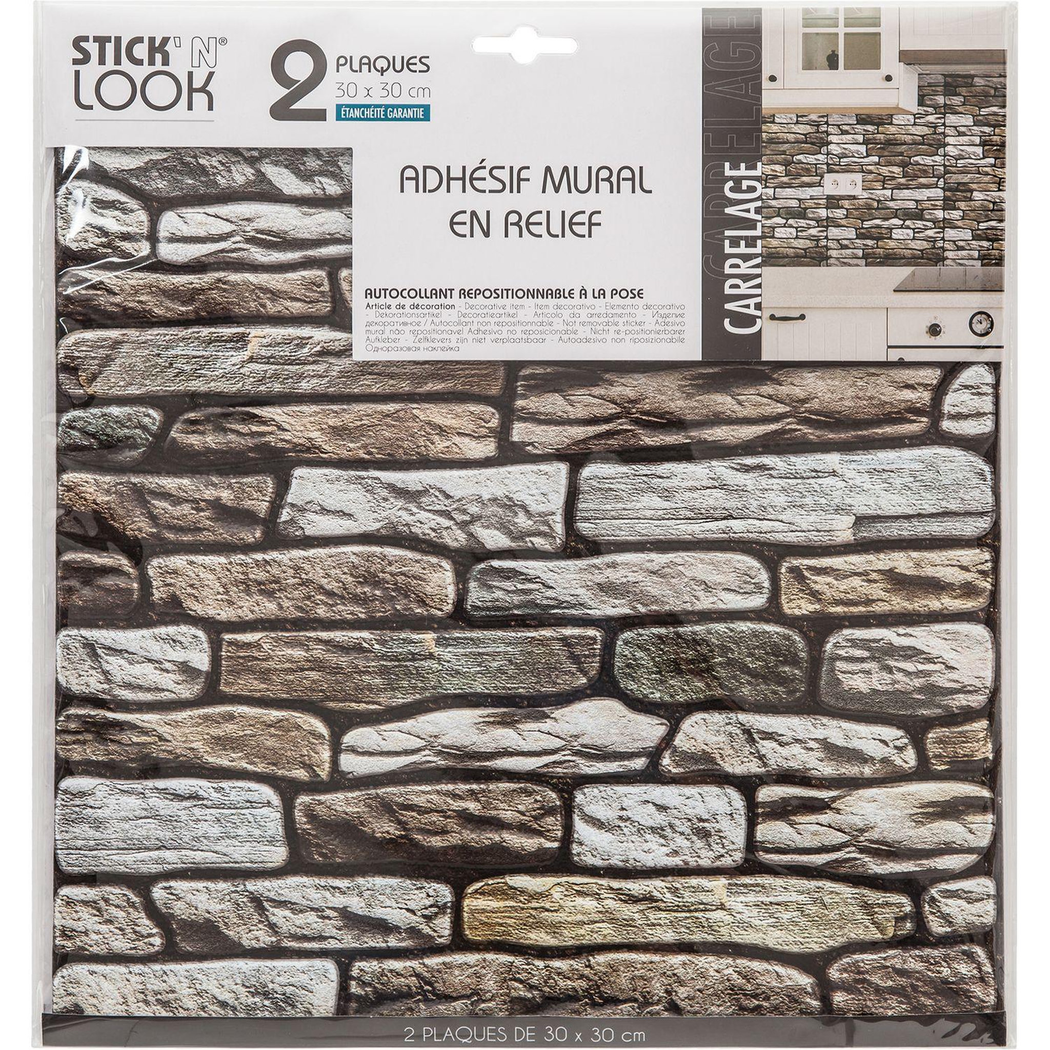 Voir la diapositive 2 : ATMOSPHERA 2 stickers carrelage mur - taupe
