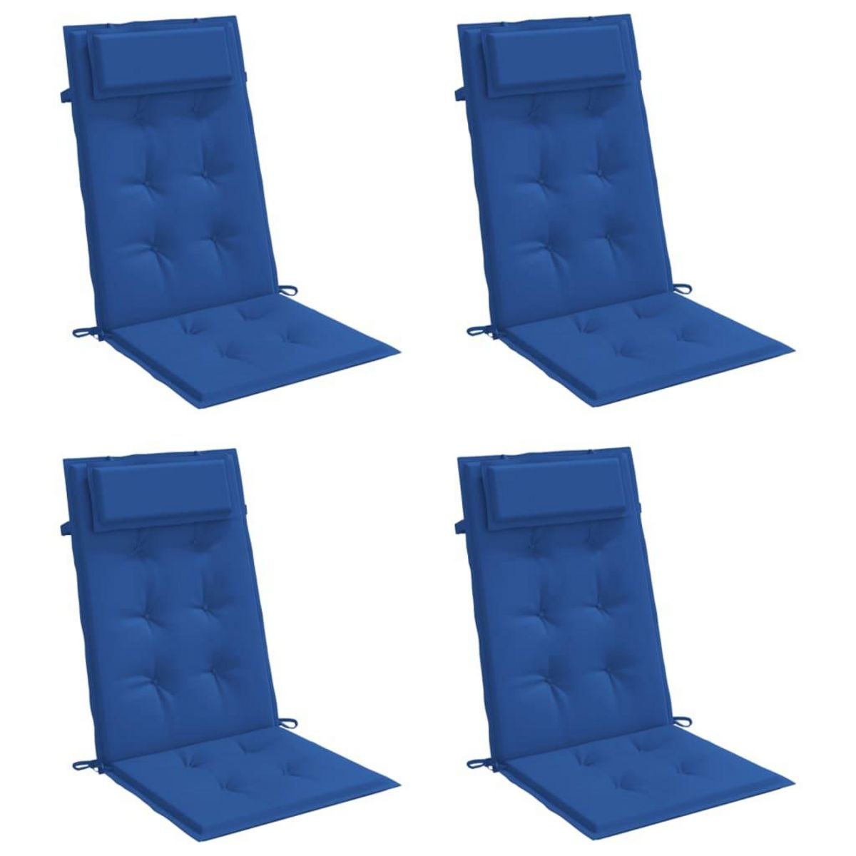 VIDAXL Coussins de chaise a dossier haut lot de 4 bleu royal