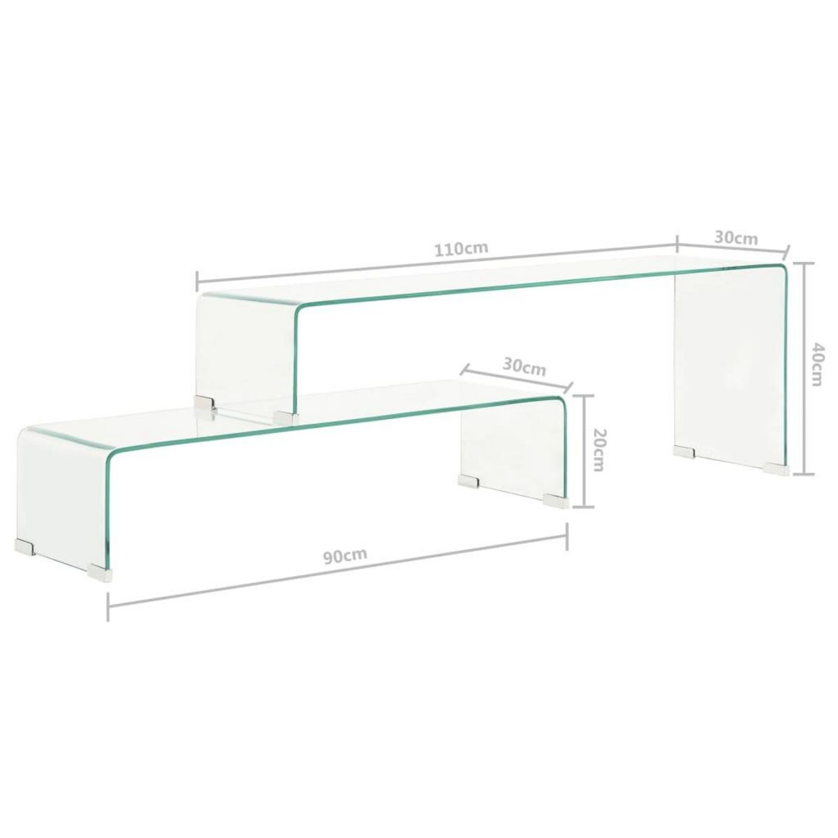 VIDAXL Ensemble de table basse 2 pcs 90x30x20/110x30x40cm Verre trempe