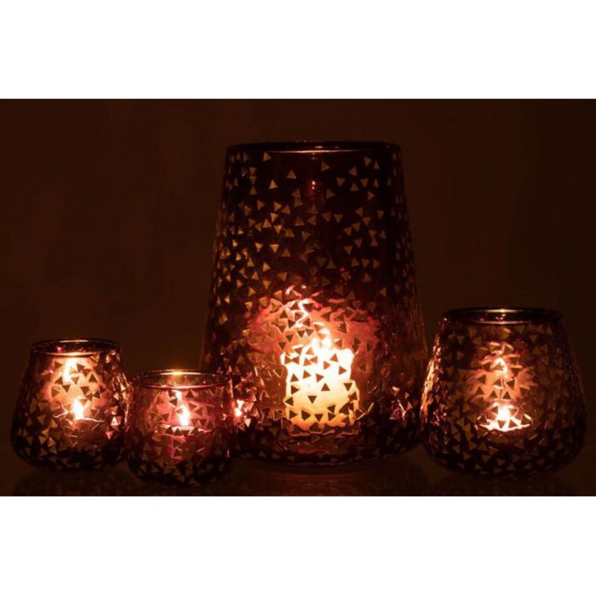 Paris Prix Photophore en Verre  Triangle  23cm Noir & Or