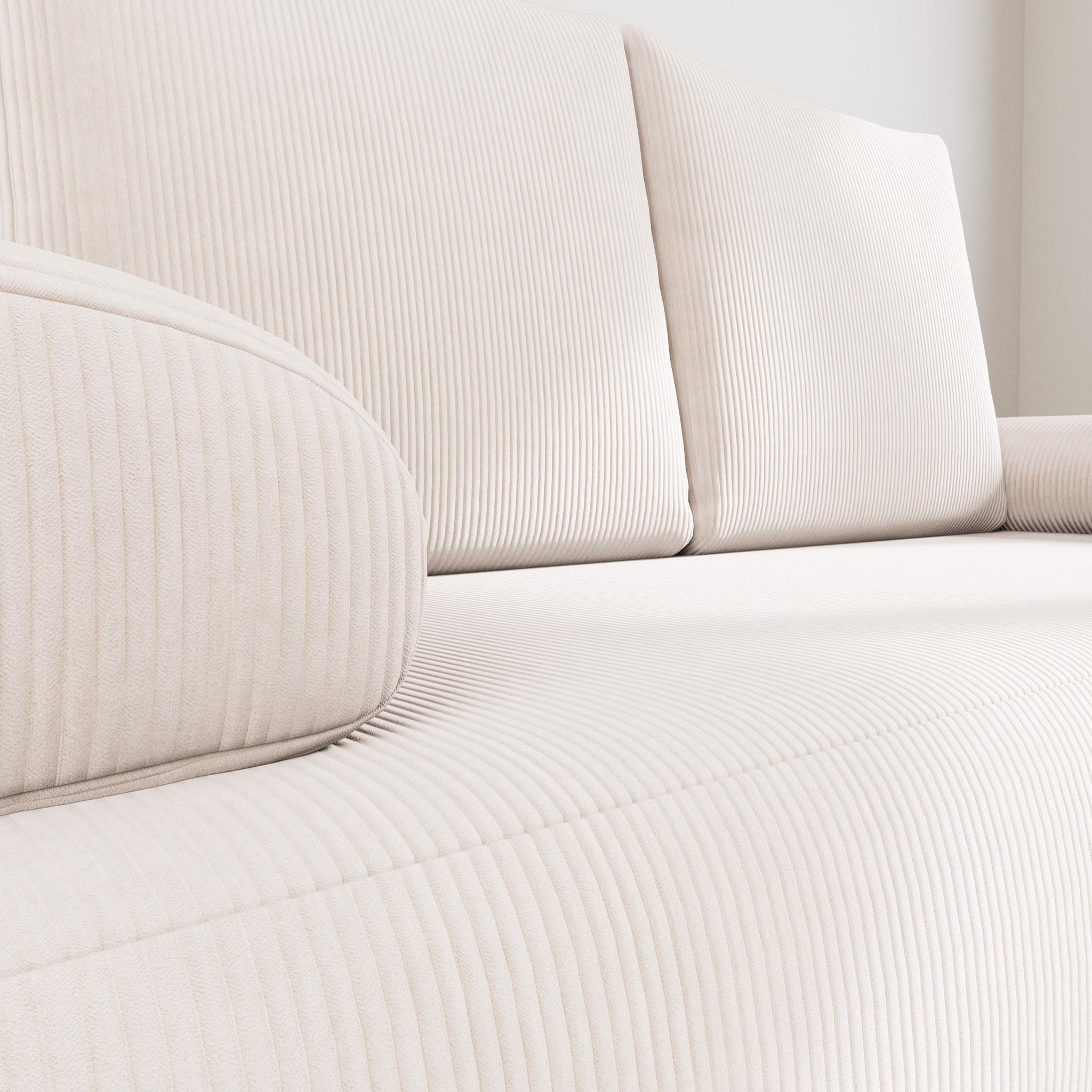 Voir la diapositive 4 : BEST MOBILIER Sophie - canapé droit 3 places convertible avec coffre en velours côtelé