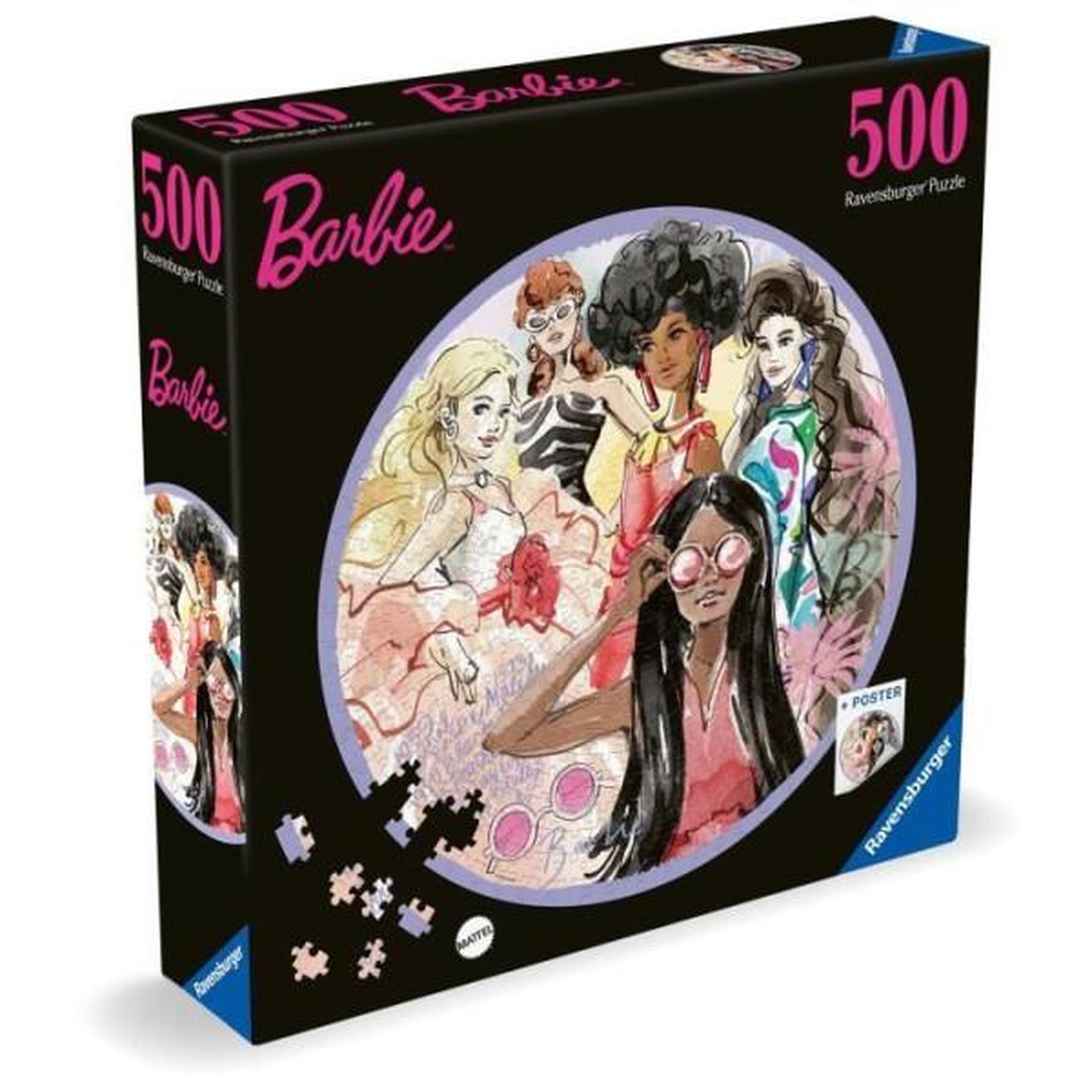 Voir la diapositive 2 : RAVENSBURGER Puzzle rond 500 pieces : barbie - l'icône du style depuis 1959