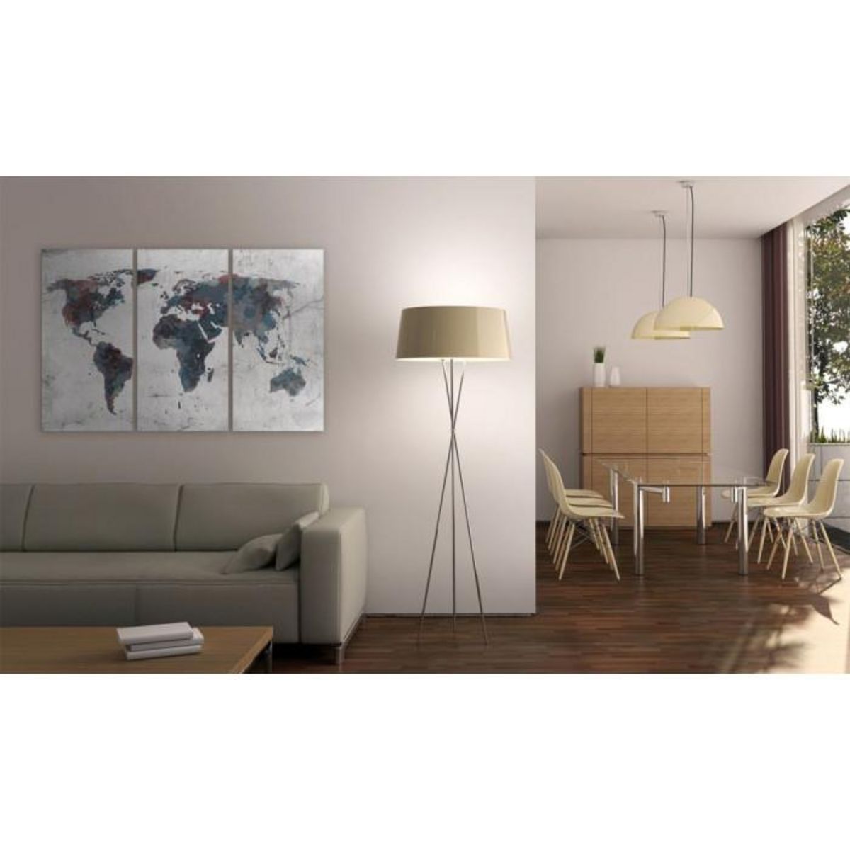 Paris Prix Tableau Imprimé 3 Panneaux  Continents Inconnus